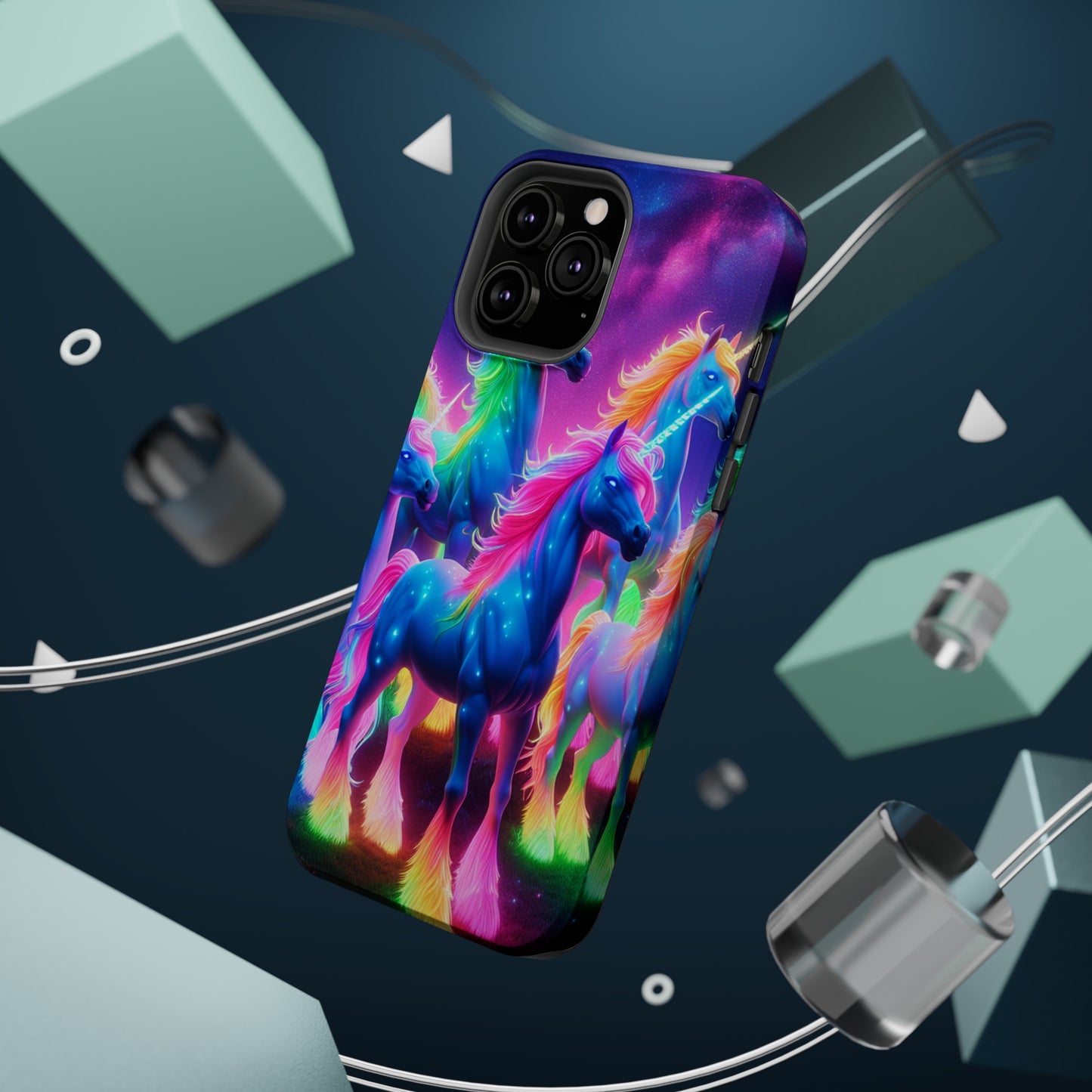 Neon Unicorn Congregation Neon Unicorns Premium Art Magsafe Magnet Tough IPhone 13 14 15 Pro Plus Max and Mini in Matte and Glossy Phone cases