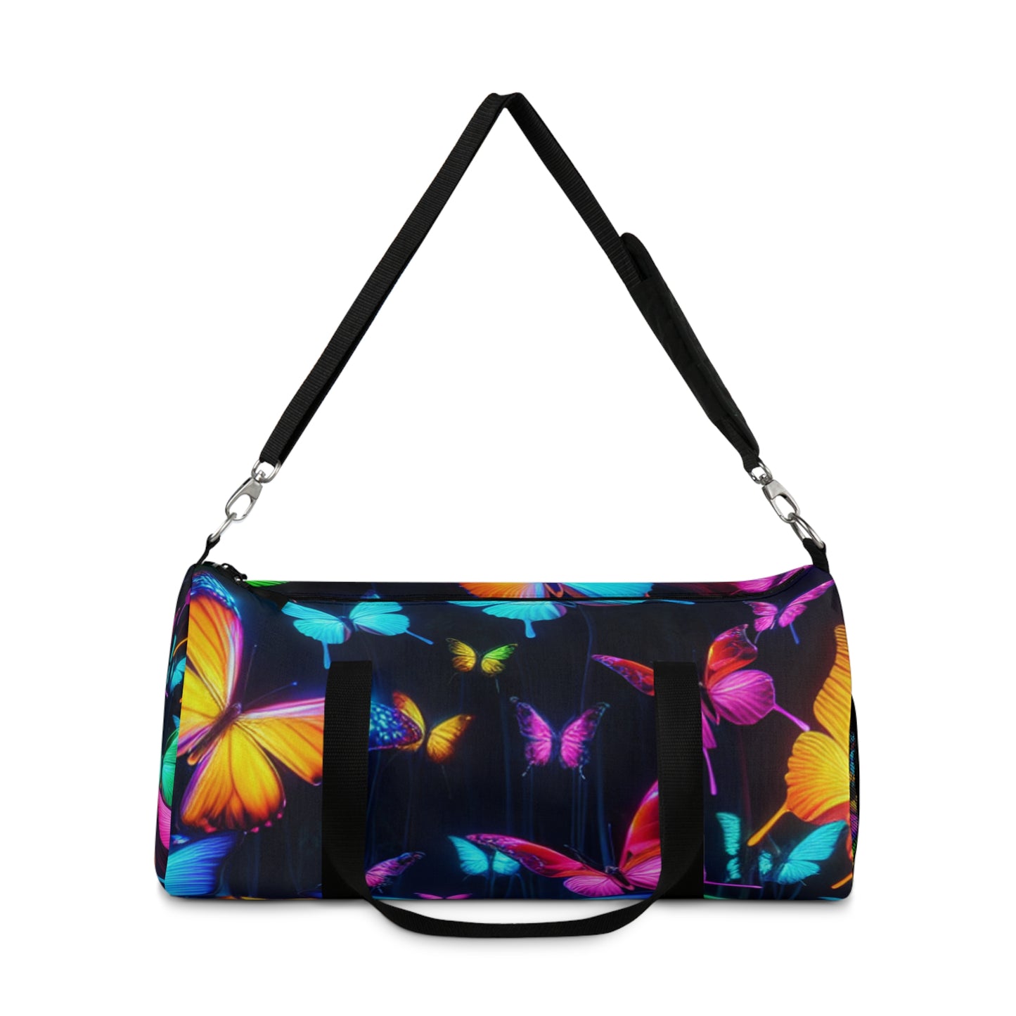 Celestial Splendor - Neon Butterflies Duffle Bag