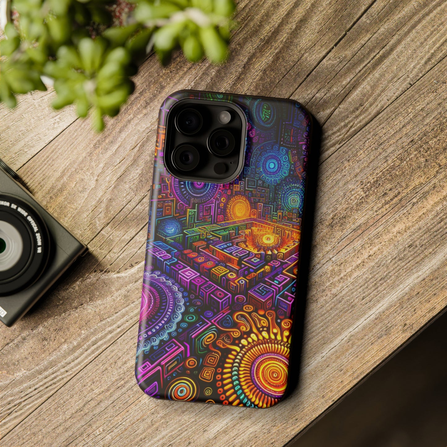 Vivid Voyage of Infinity Neon Splendor. Neon Trippy Infinity Patterns Premium Art Magsafe Magnet Tough IPhone 13 14 15 Pro Plus Max and Mini in Matte and Glossy Phone cases