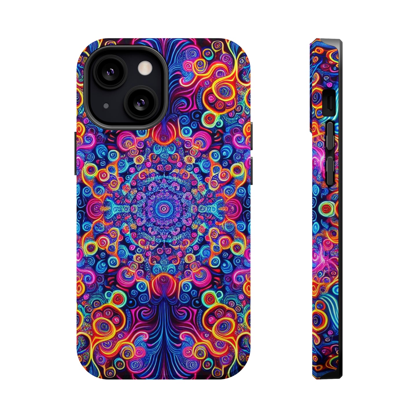 Vibrant Infinity Aurora. Neon Trippy Infinity Patterns Premium Art Magsafe Magnet Tough IPhone 13 14 15 Pro Plus Max and Mini in Matte and Glossy Phone cases