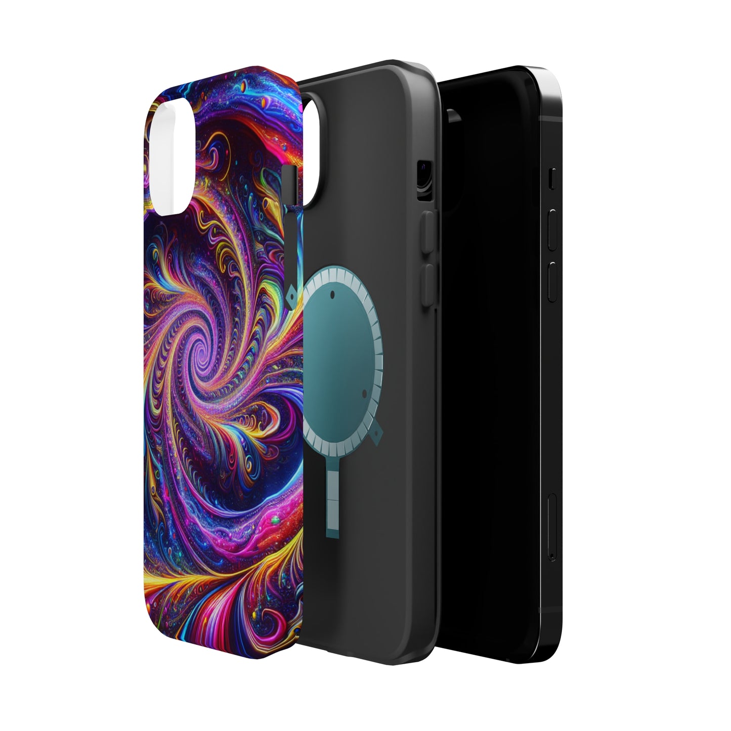 Vivid Psychedelic Cosmic Euphoria. Neon Trippy Infinity Patterns Premium Art Magsafe Magnet Tough IPhone 13 14 15 Pro Plus Max and Mini in Matte and Glossy Phone cases