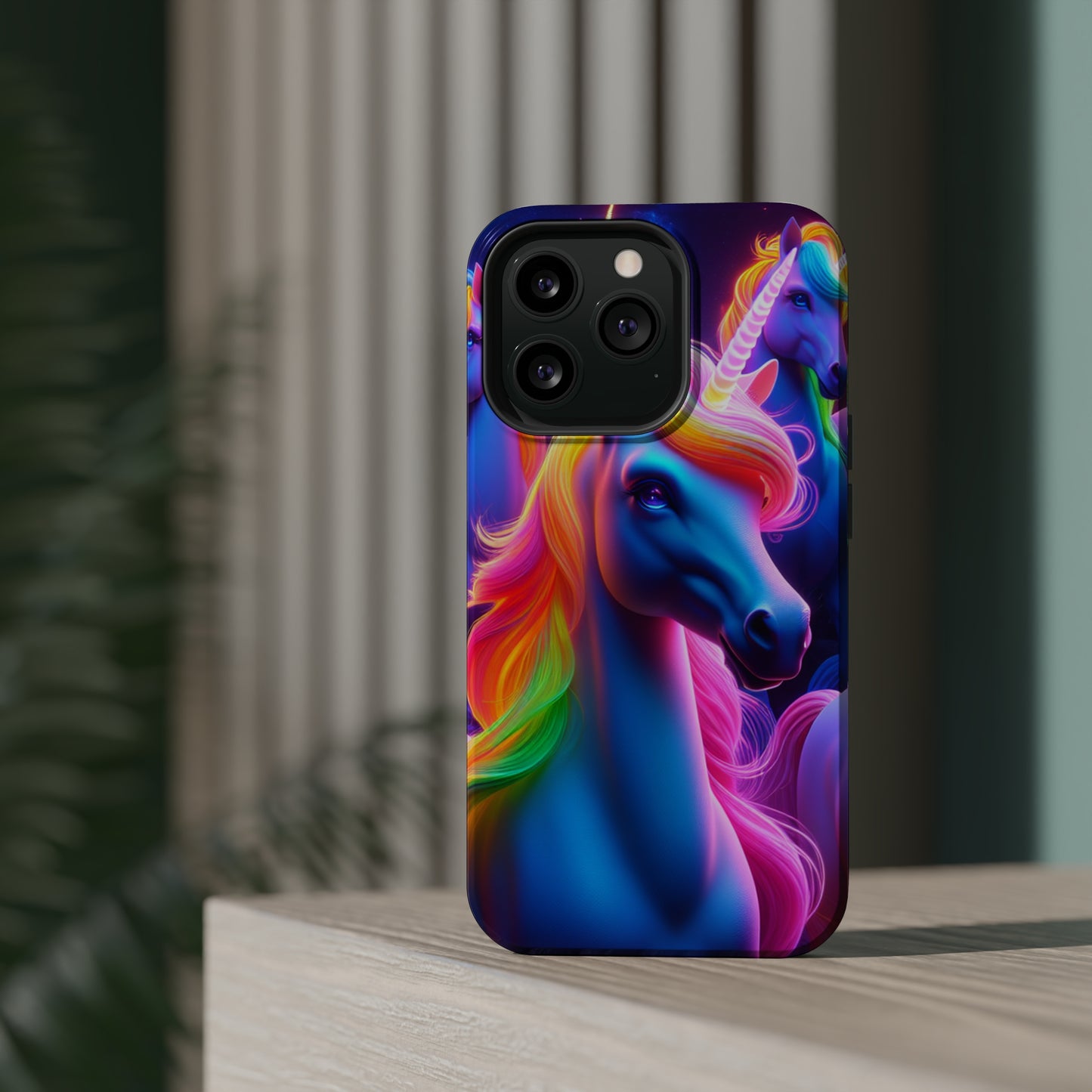 Neon Nighthorn Pride Neon Unicorns Premium Art Magsafe Magnet Tough IPhone 13 14 15 Pro Plus Max and Mini in Matte and Glossy Phone cases