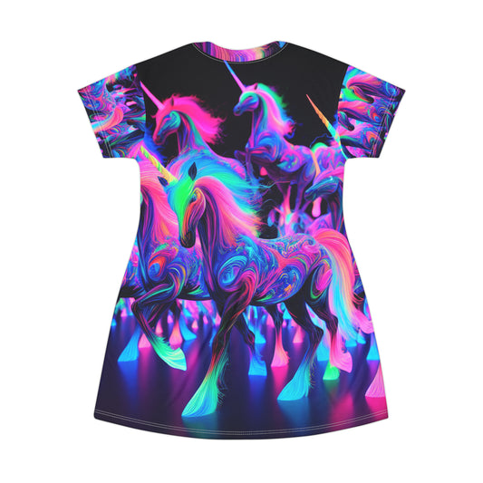 Neon Mystic Unicorn Creations. Neon Unicorns Womans T Shirt Dress