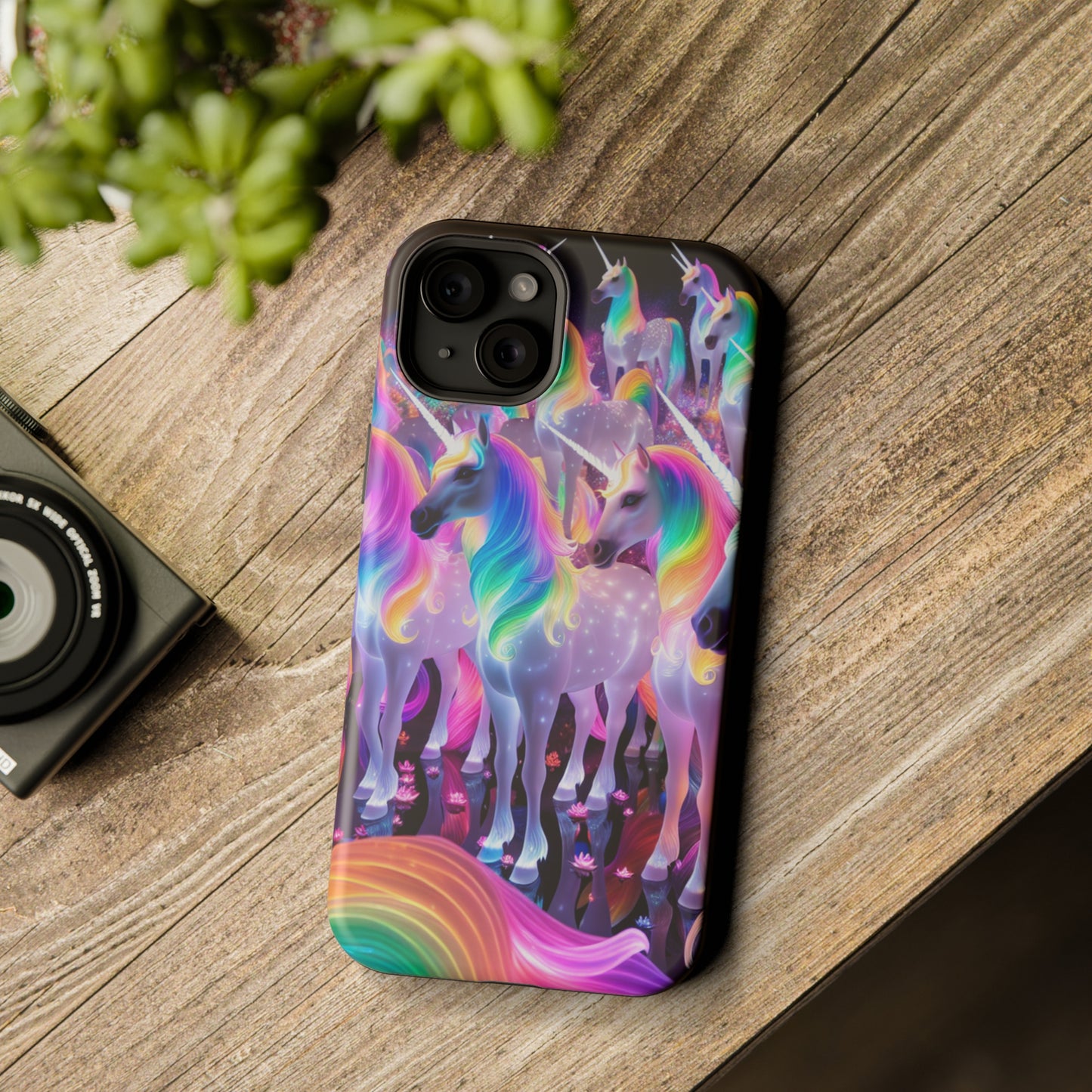 Neon Wonderland Unicorns Neon Unicorns Premium Art Magsafe Magnet Tough IPhone 13 14 15 Pro Plus Max and Mini in Matte and Glossy Phone cases