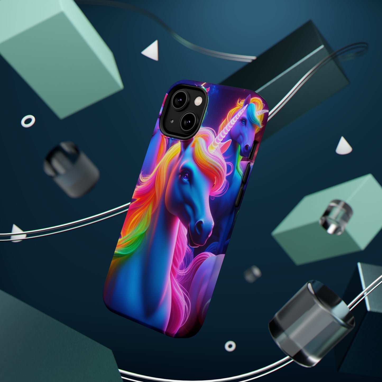 Neon Nighthorn Pride Neon Unicorns Premium Art Magsafe Magnet Tough IPhone 13 14 15 Pro Plus Max and Mini in Matte and Glossy Phone cases