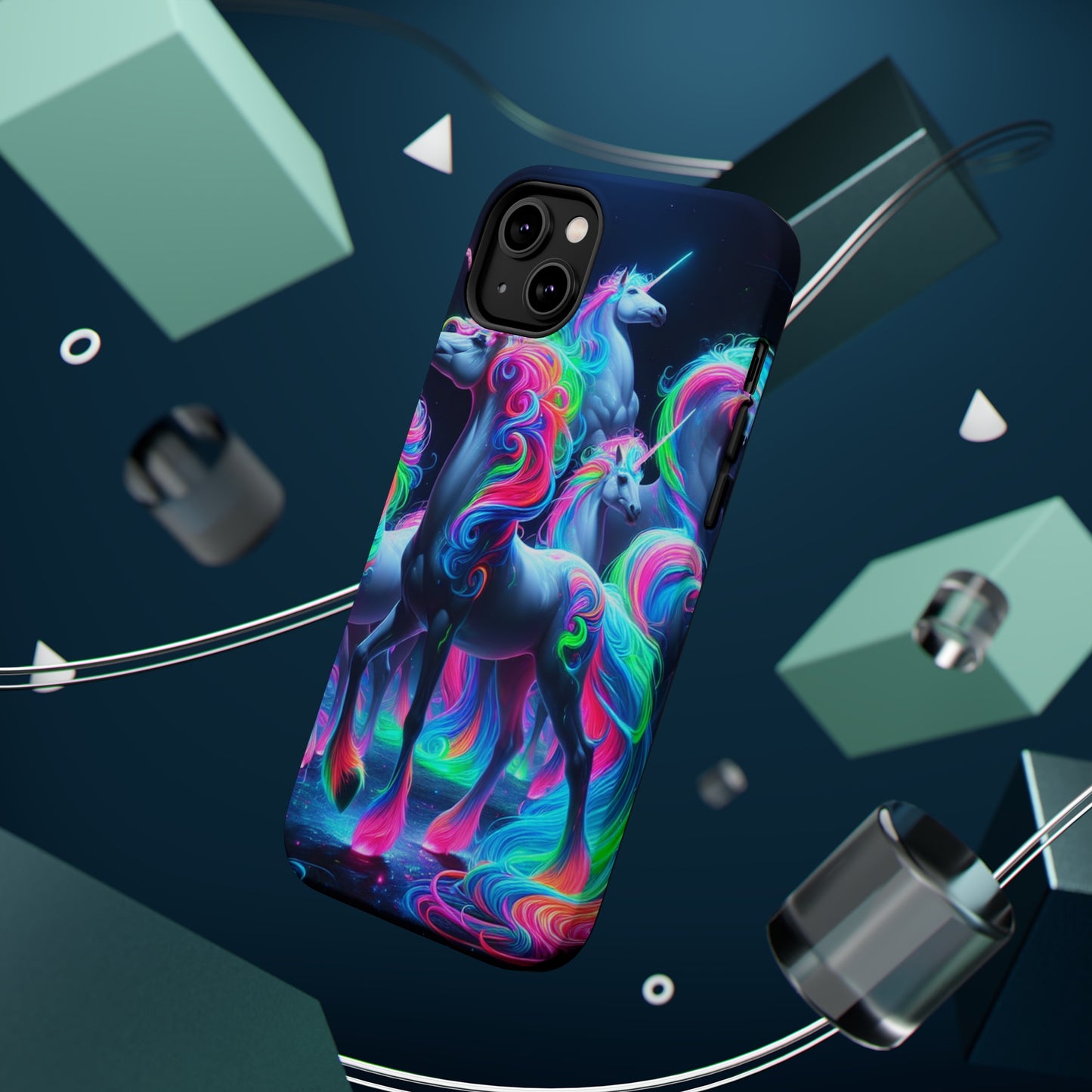 Neon Unicorn Prism. Neon Unicorns Premium Art Magsafe Magnet Tough IPhone 13 14 15 Pro Plus Max and Mini in Matte and Glossy Phone cases