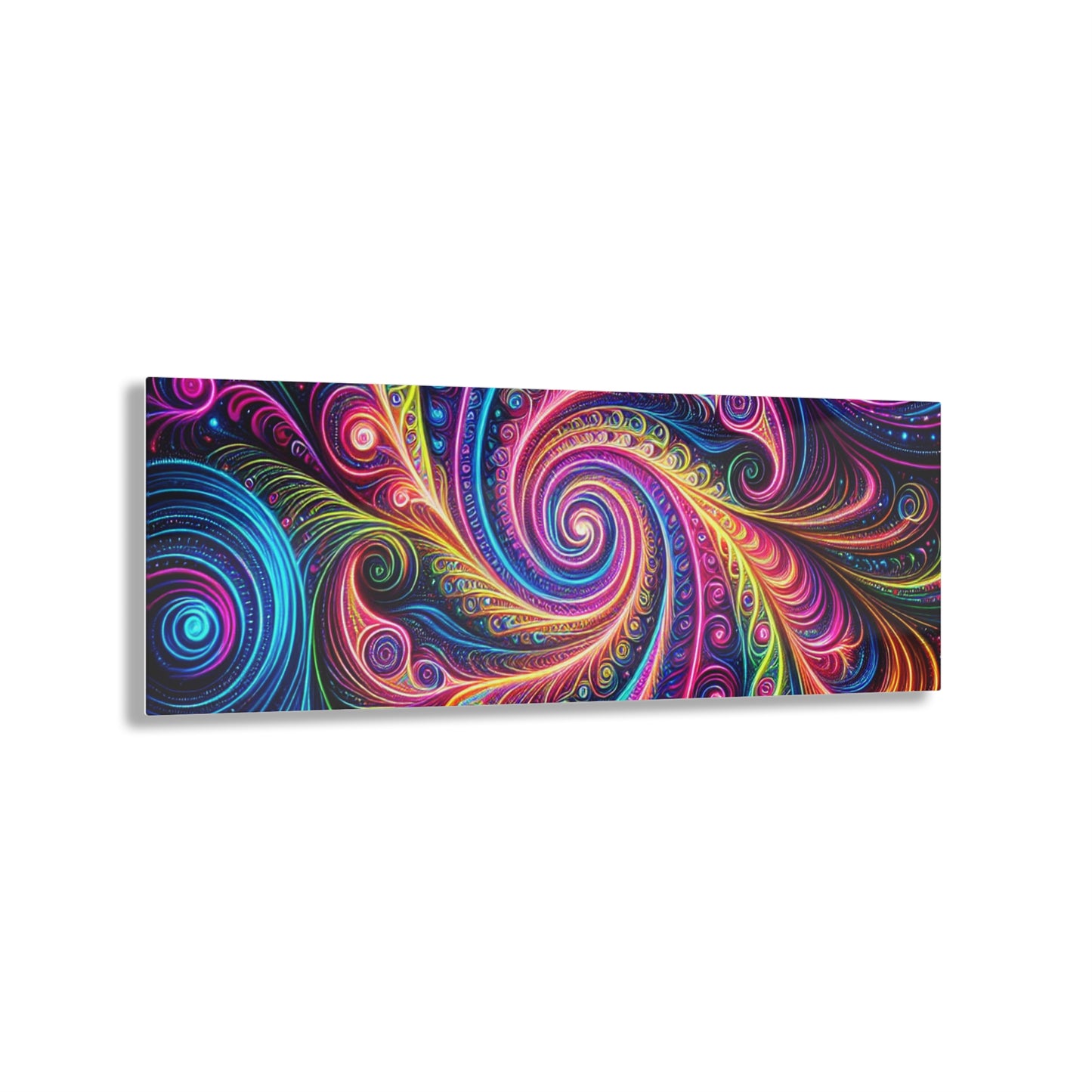 Electric Psychedelic Neon Vortex. Trippy infinity Pattern 1/4" Glossy Acrylic Art