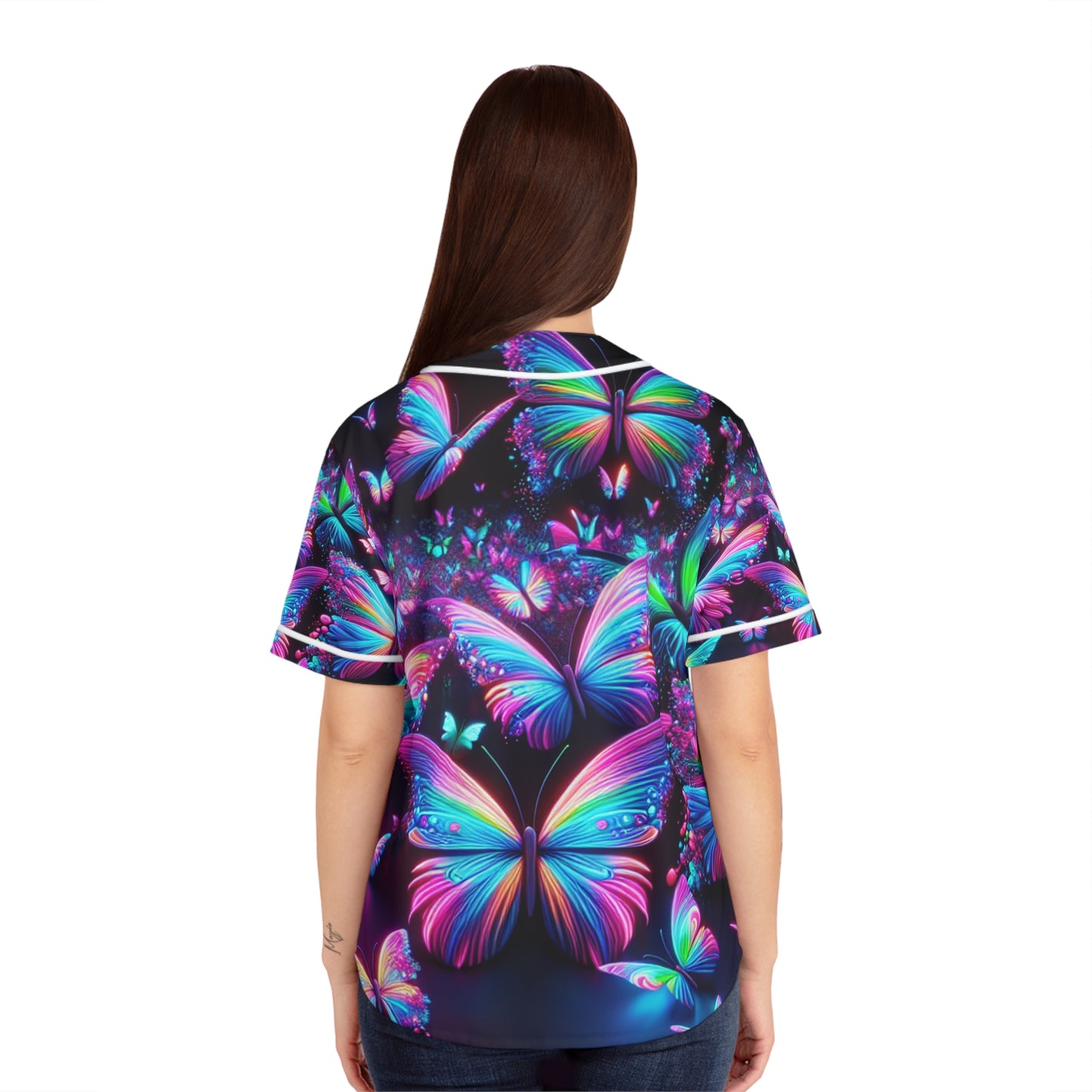 Neon Dreamscape Butterflies Neon Butterflies Womans Jersey