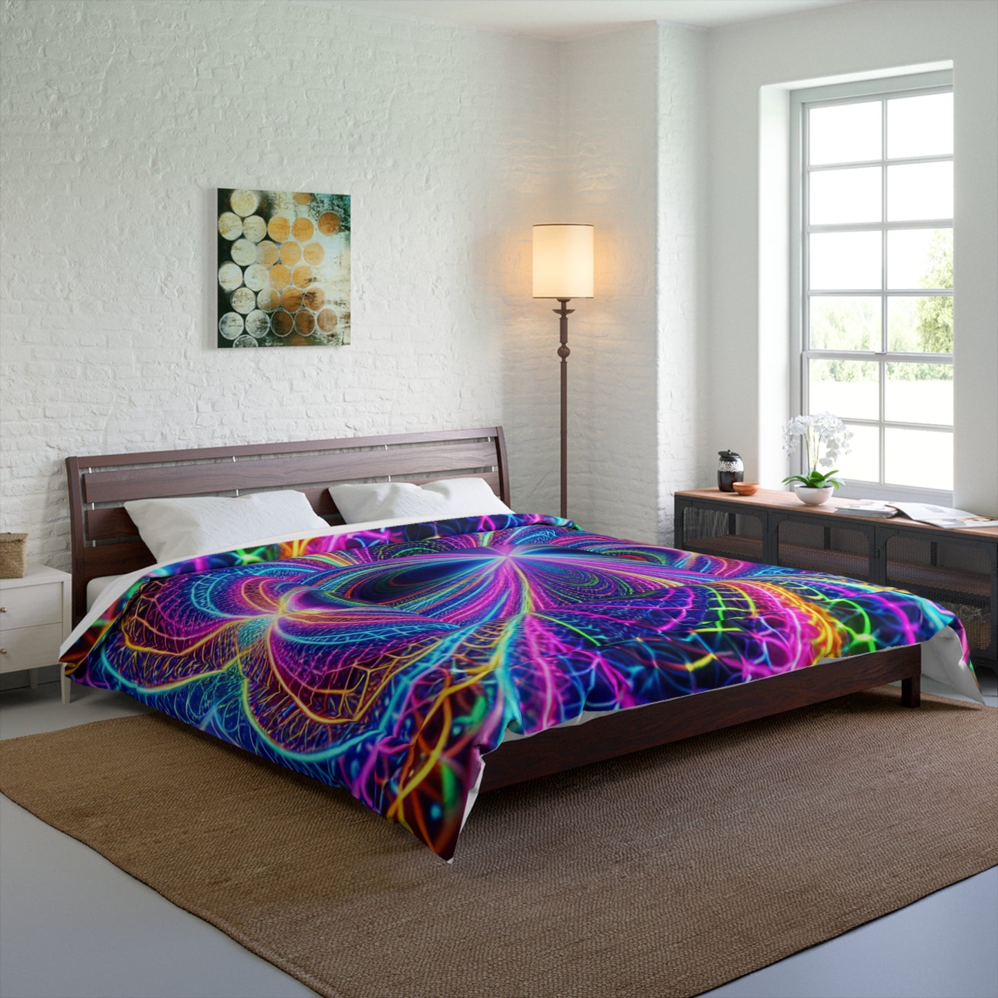 Neon Infinity Splendor. Trippy Infinity Patterns Comforter Blanket