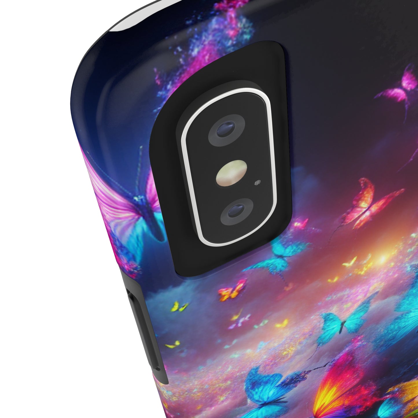 "Neon Flutterings" NEON Butterflies Tough Phone Case Iphone 7 8 9 10 11 12 13 14 SE X XR XS Pro Max Mini Plus