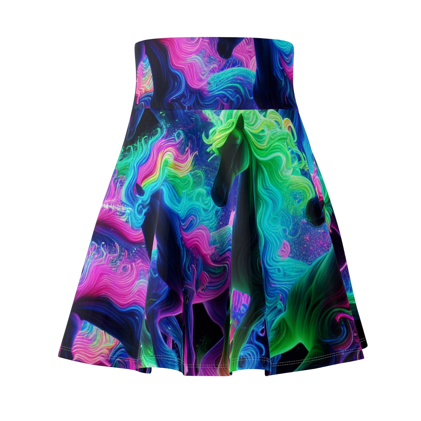 "Glowing Manicorn Rainbow Rush" -NEON Unicorns Woman' Skater Skirt