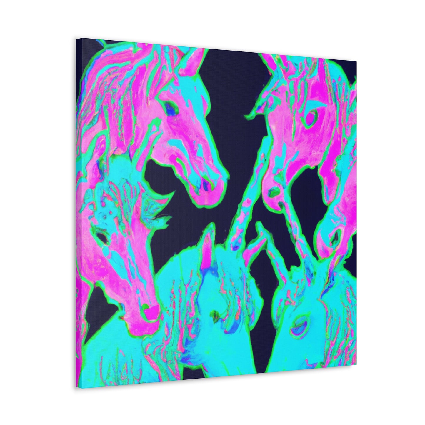 Neon Rainbow Herd NEON Unicorns Art Canvas