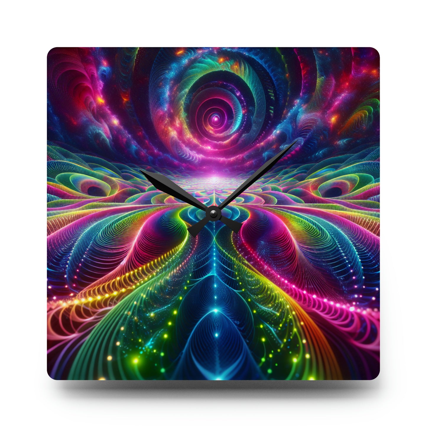 "Viva Vortex" Infinity Patterns Art Acrylic Clock