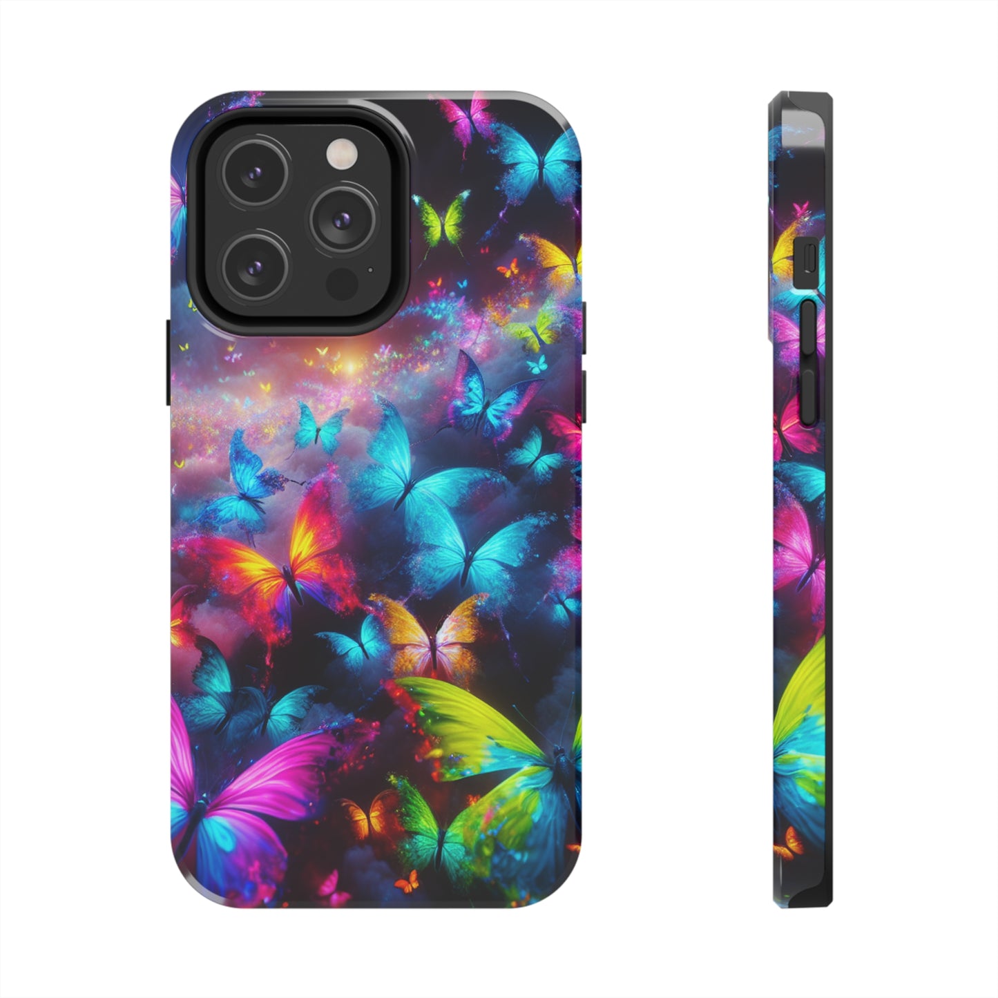 "Neon Flutterings" NEON Butterflies Tough Phone Case Iphone 7 8 9 10 11 12 13 14 SE X XR XS Pro Max Mini Plus