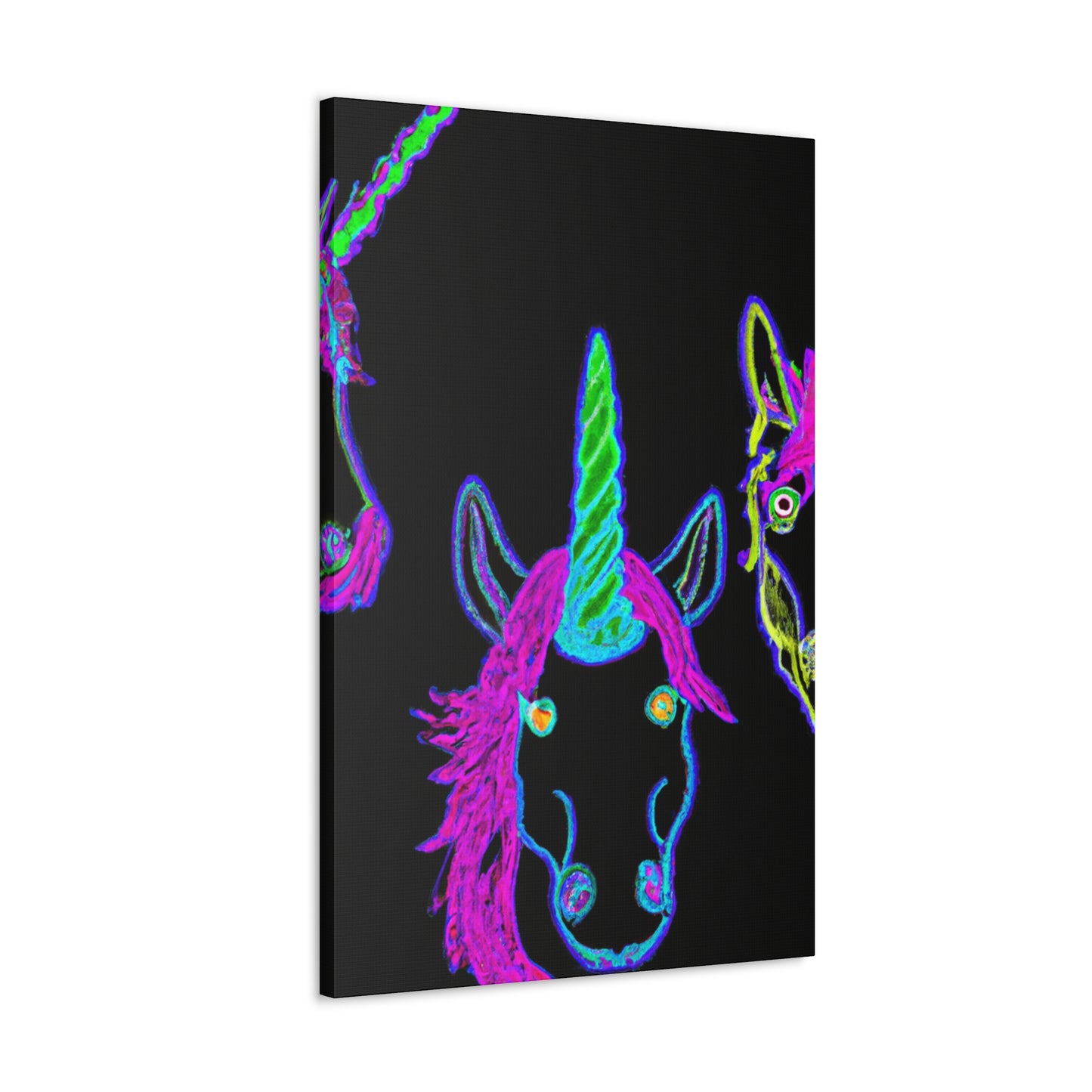 Vibrant Neon Magic. NEON Unicorns Art Canvas