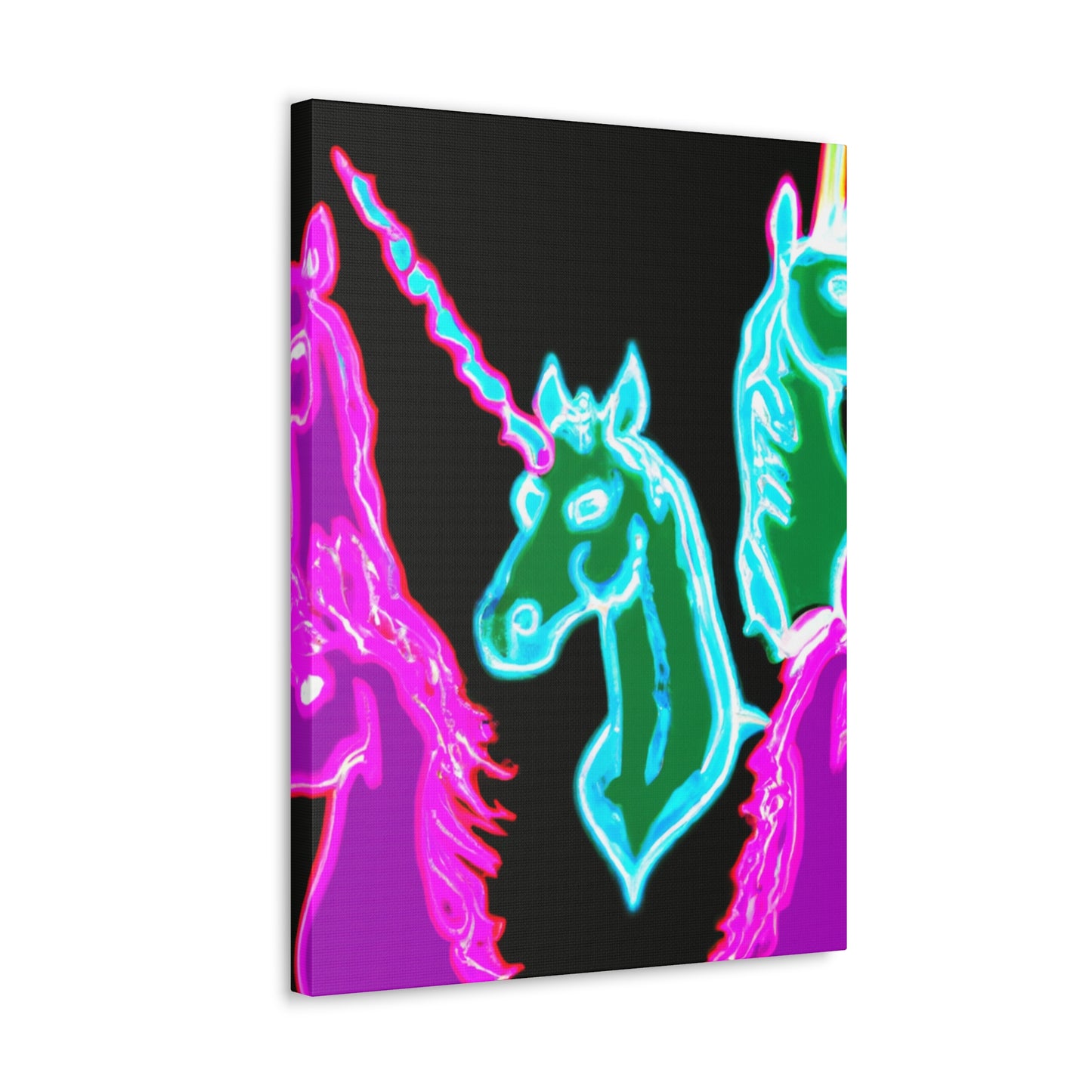 'Unicorns of the Electric Rainbow' NEON Unicorns Art Canvas