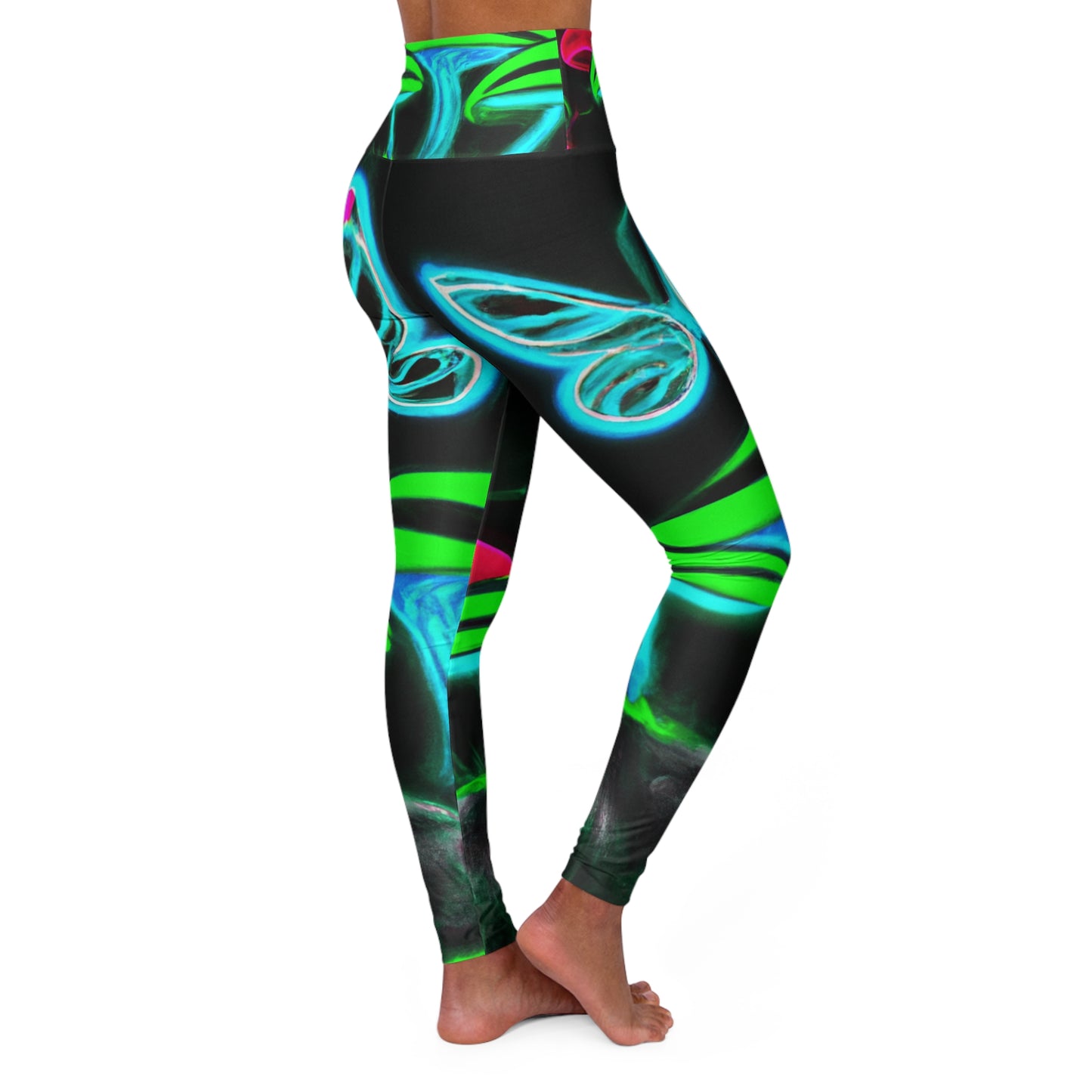 Neon Nightlife Splendor - Mushrooms & Butterflies Leggings