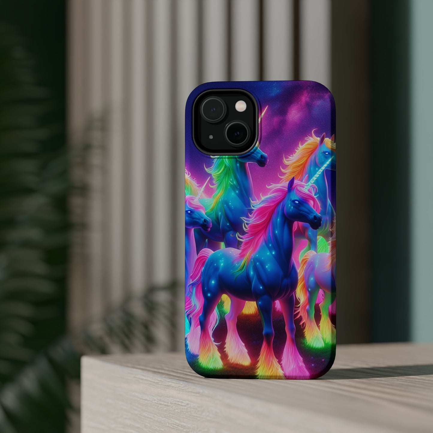 Neon Unicorn Congregation Neon Unicorns Premium Art Magsafe Magnet Tough IPhone 13 14 15 Pro Plus Max and Mini in Matte and Glossy Phone cases