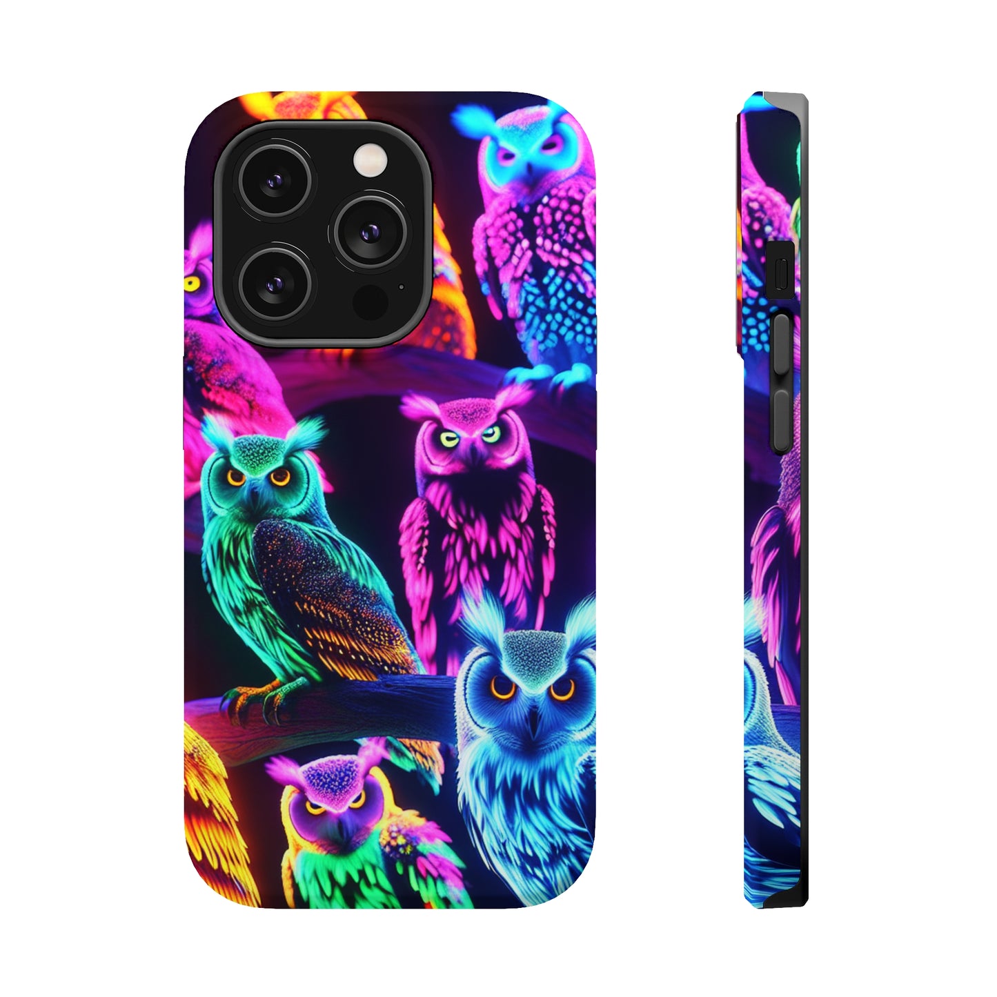 Neon Night Owls. Neon Owls Premium Art Magsafe Magnet Tough IPhone 13 14 15 Pro Plus Max and Mini in Matte and Glossy Phone cases