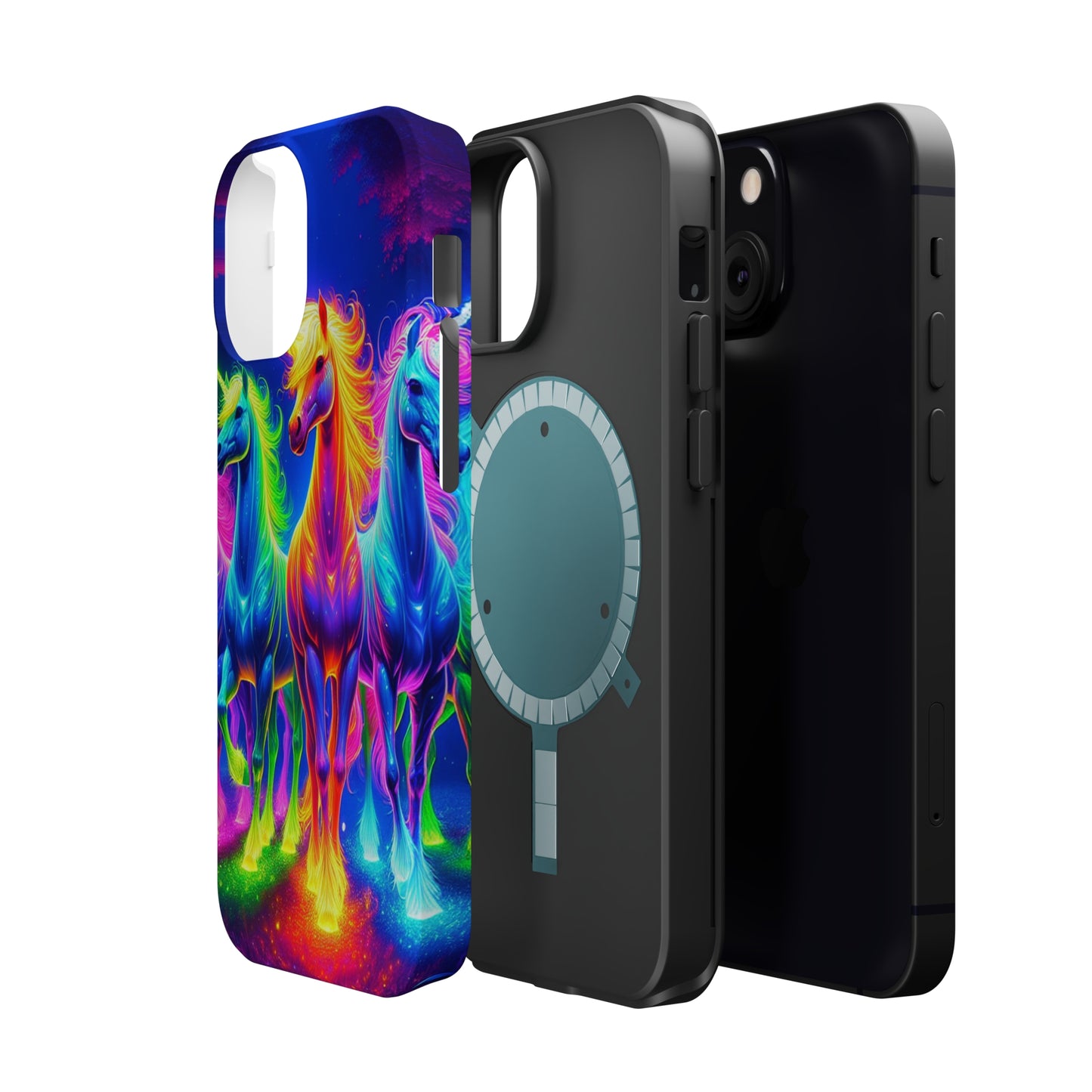 Neon Mystic Magicians Neon Unicorns Premium Art Magsafe Magnet Tough IPhone 13 14 15 Pro Plus Max and Mini in Matte and Glossy Phone cases