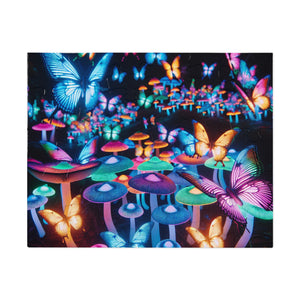 Neon Butterflies Blooms - Neon Butterflies and Mushrooms Puzzle 30, 110, 252, and 1000 Pieces
