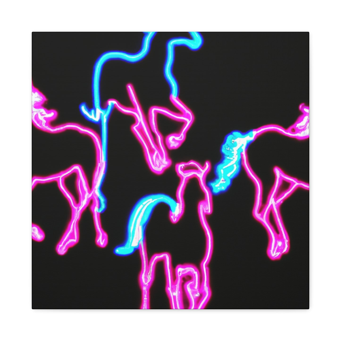"Enchanted Fluorescence" NEON Unicorns Art Canvas