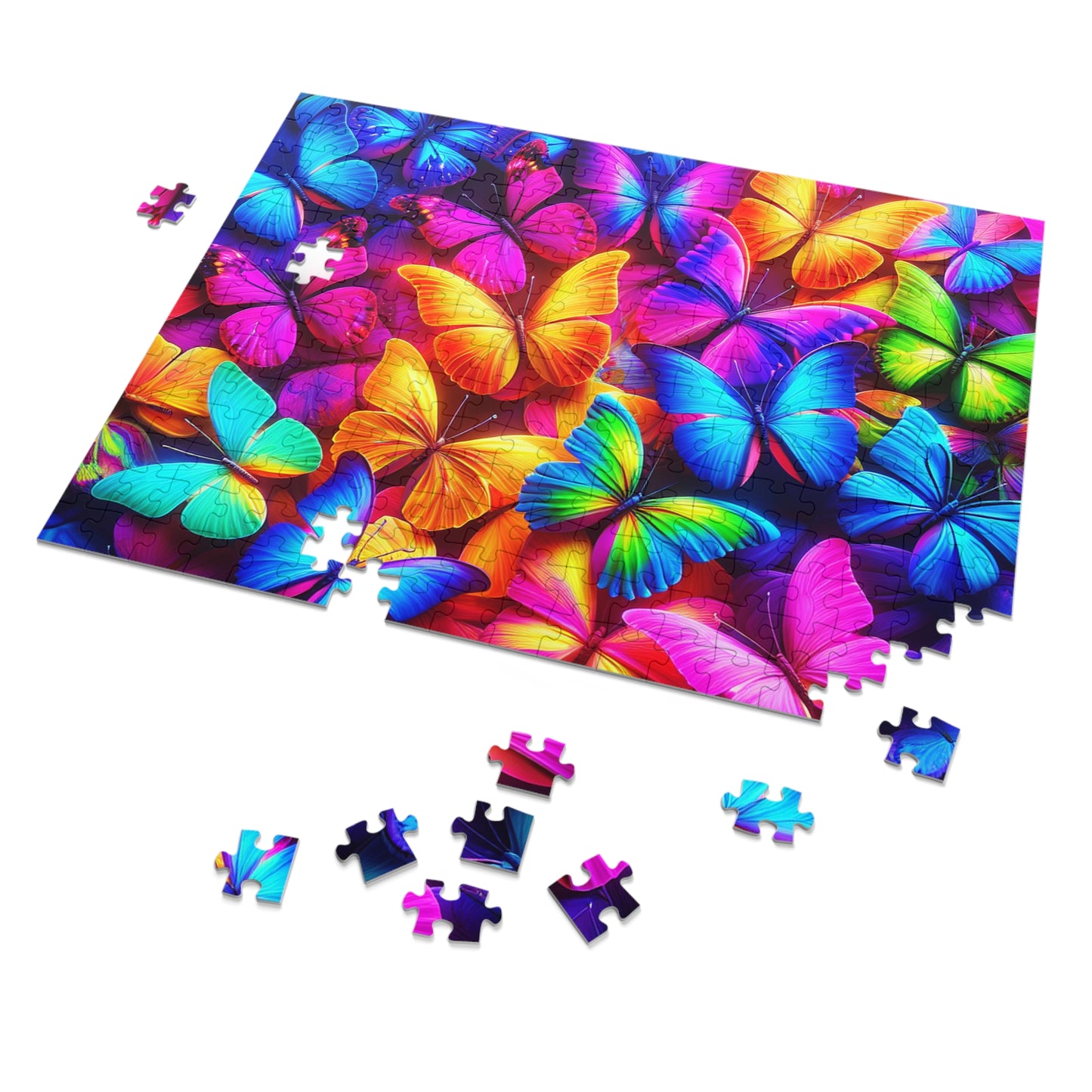Neon Flutter. - Neon Butterflies Puzzle30, 110, 252, and 1000 Pieces