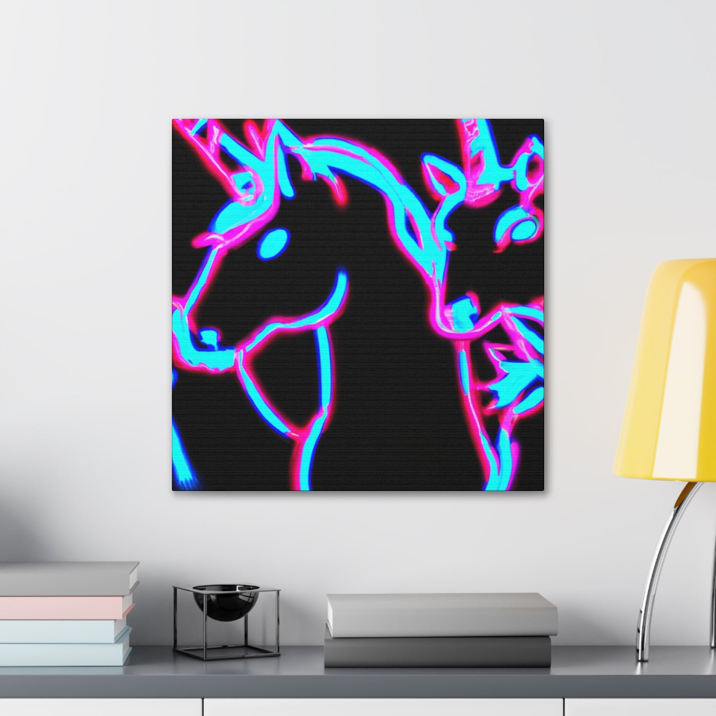 Vibrant Neon Dreamscape NEON Unicorns Art Canvas
