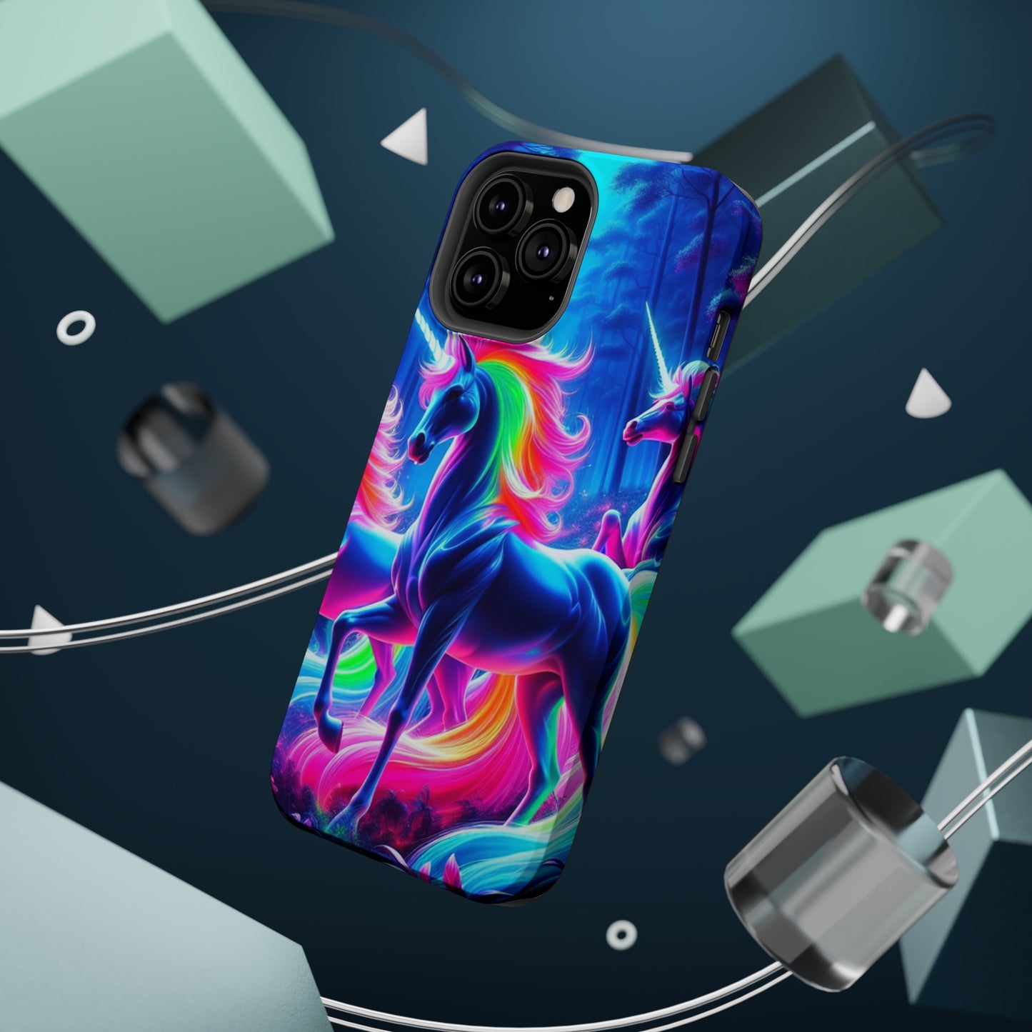NeonNocturnals Neon Unicorns Premium Art Magsafe Magnet Tough IPhone 13 14 15 Pro Plus Max and Mini in Matte and Glossy Phone cases