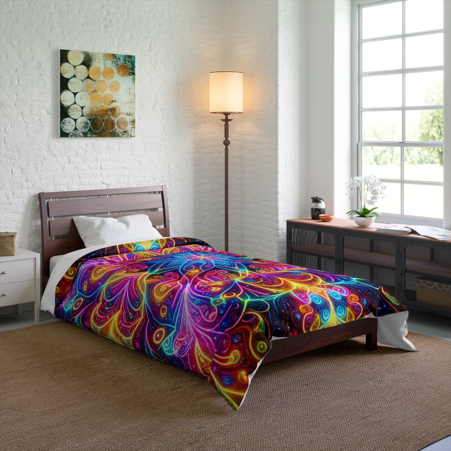 Psychedelic Rainbow Infinity Fantasia. Trippy Infinity Patterns Comforter Blanket