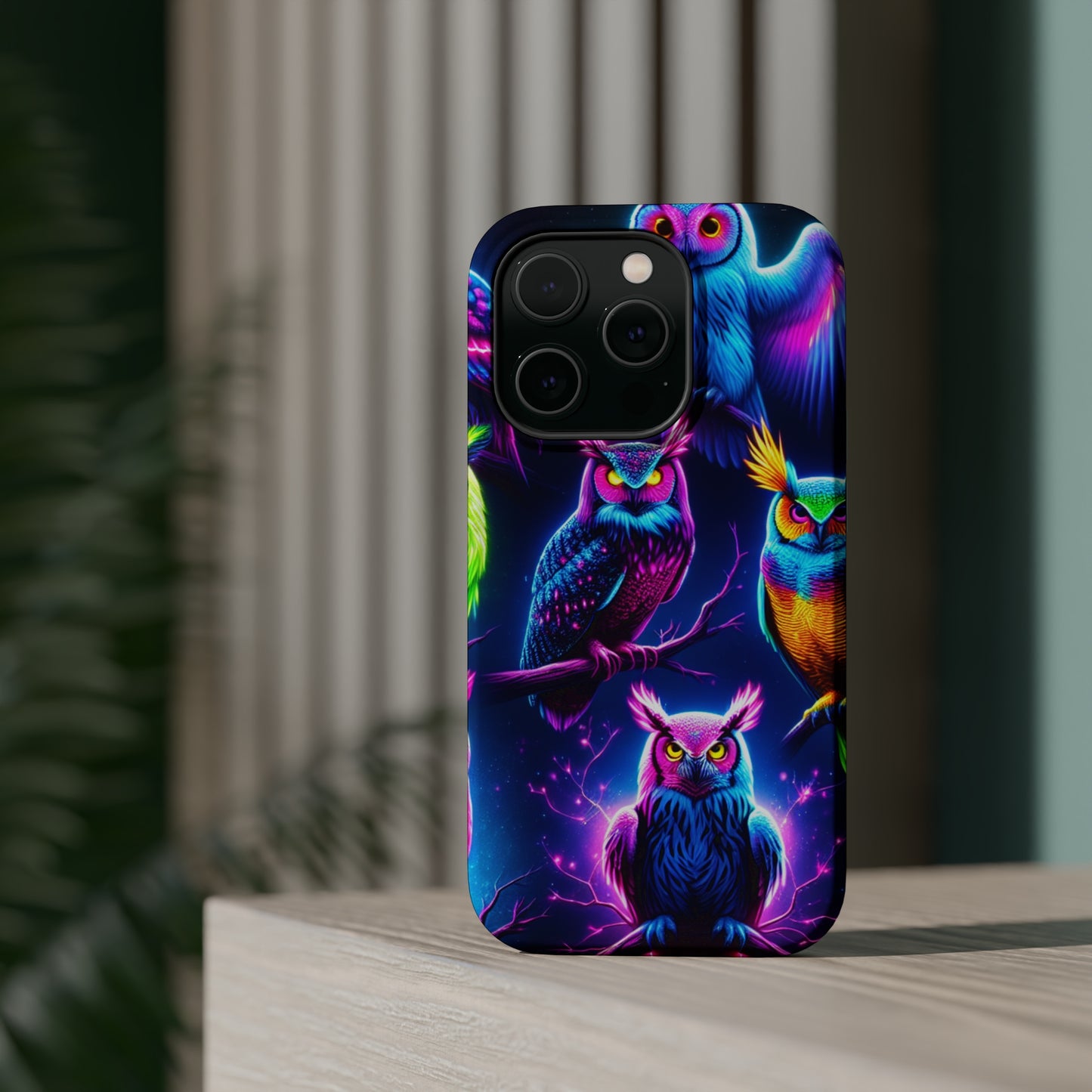 Neon Owlfection. Neon Owls Premium Art Magsafe Magnet Tough IPhone 13 14 15 Pro Plus Max and Mini in Matte and Glossy Phone cases