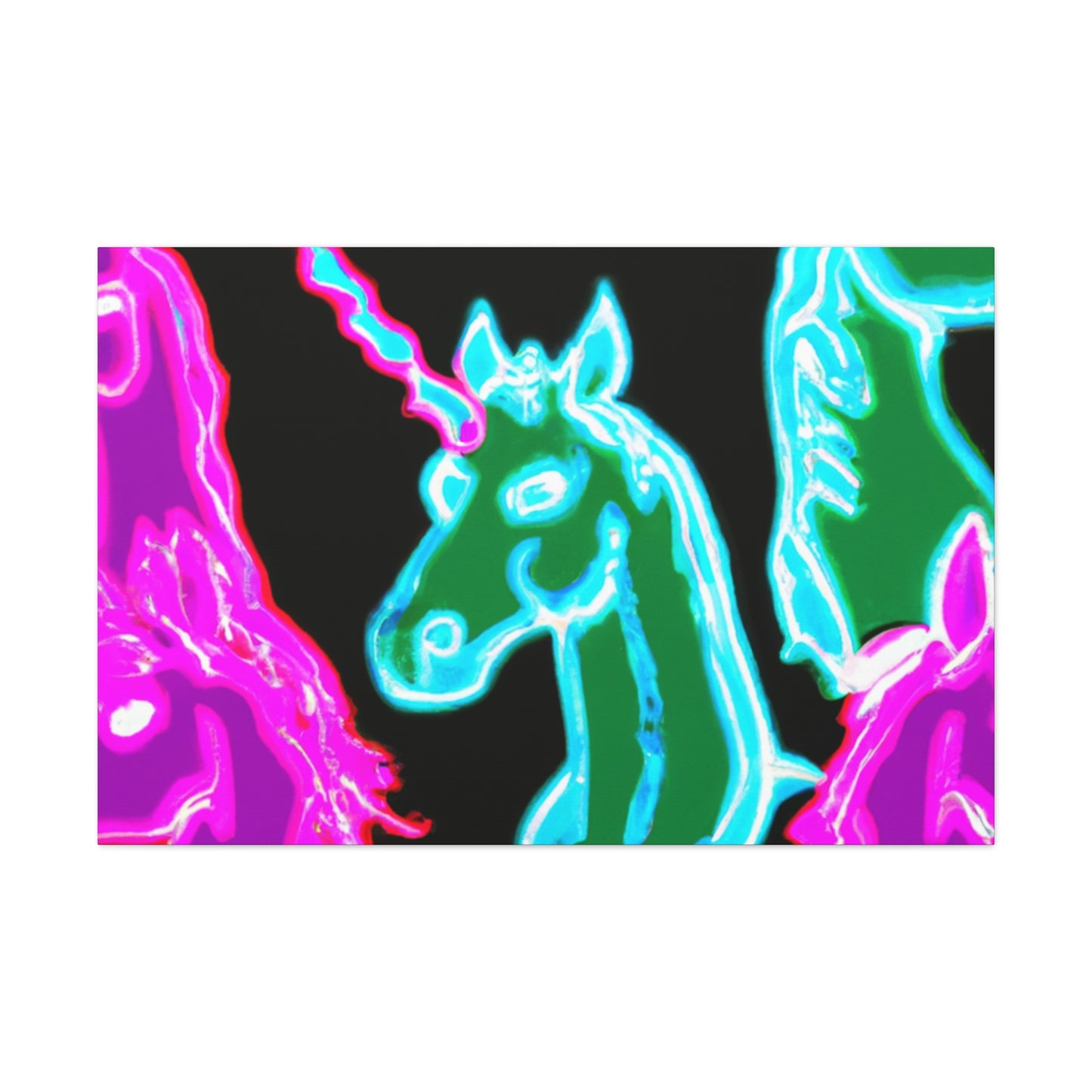 'Unicorns of the Electric Rainbow' NEON Unicorns Art Canvas