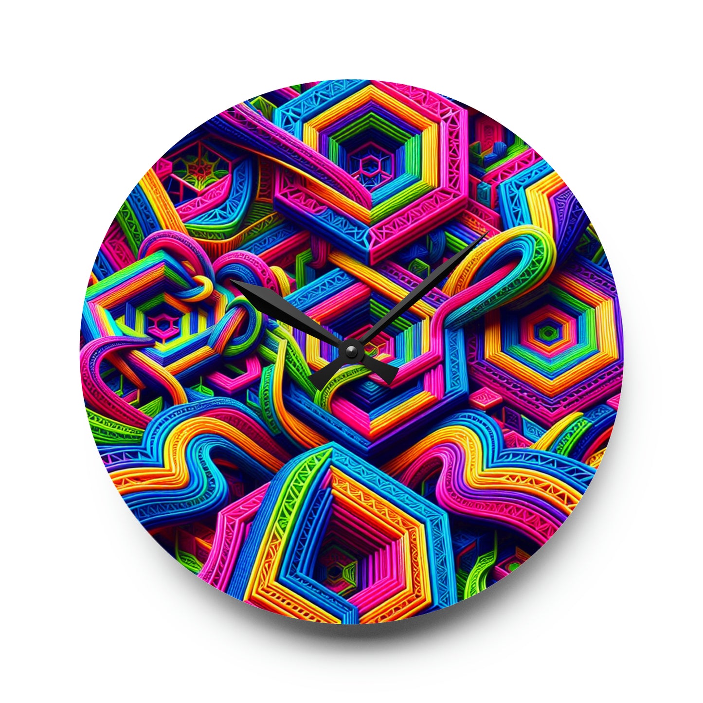 Neon Infinity Splatter Infinity Patterns Art Acrylic Clock
