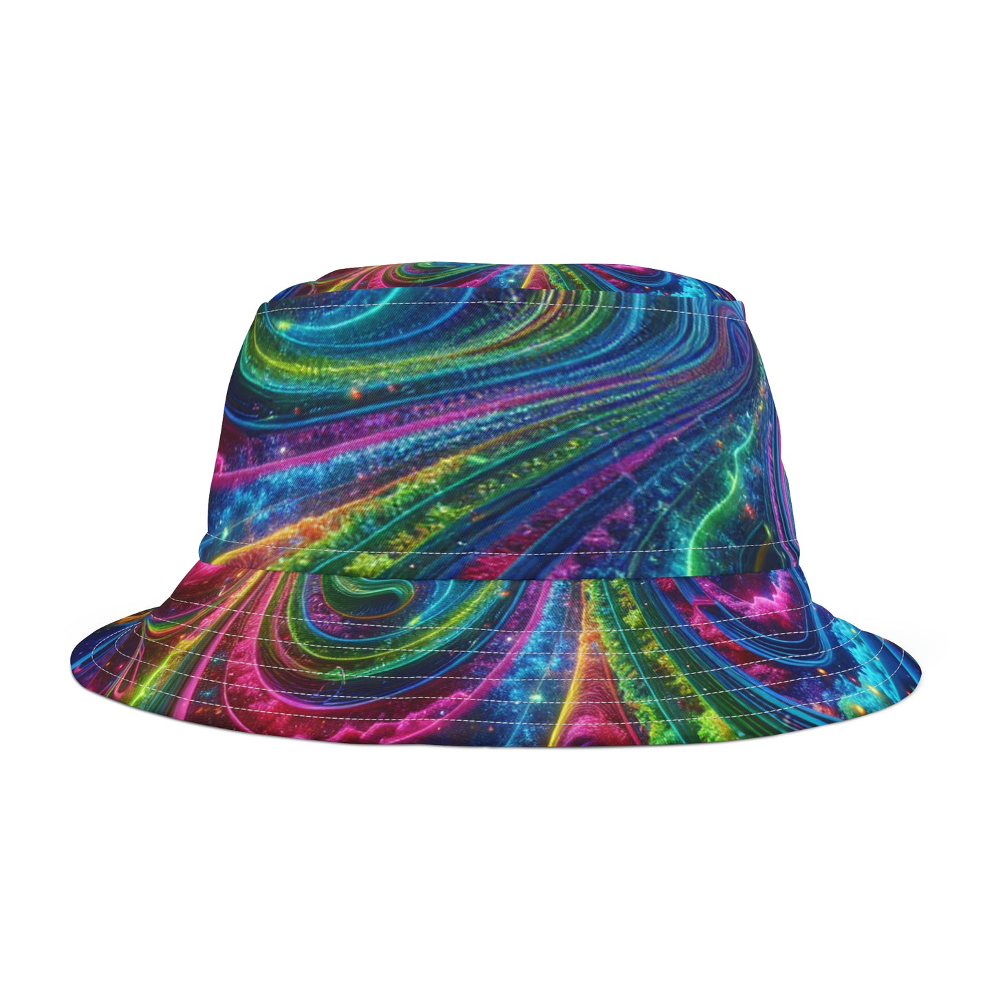 Psychedelic Prism Dreamscape Neon Trippy Infinity Patterns Art Bucket Hat