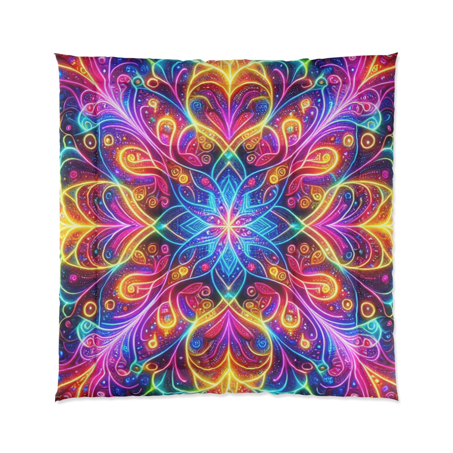 Psychedelic Rainbow Infinity Fantasia. Trippy Infinity Patterns Comforter Blanket
