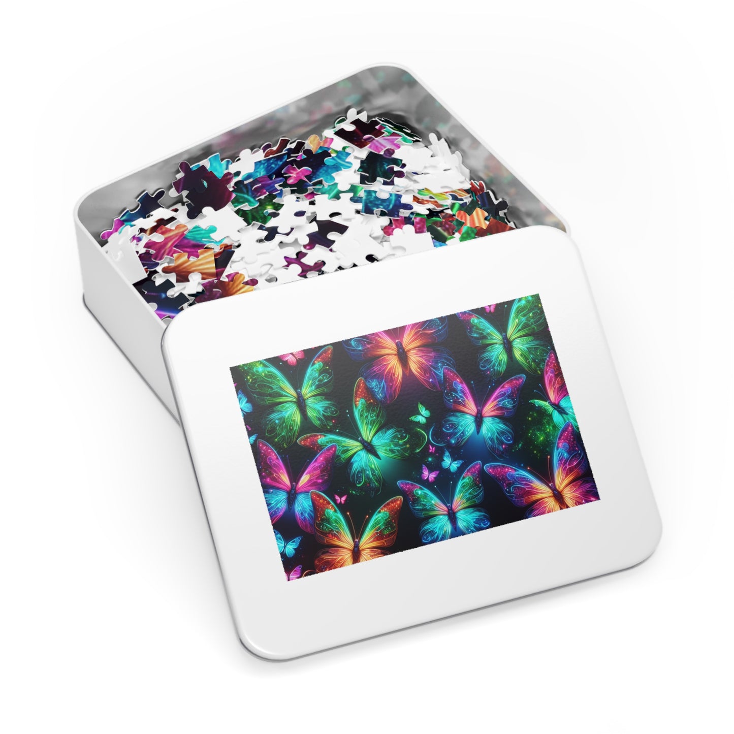 Neon Flutter. - Neon Butterflies Puzzle30, 110, 252, and 1000 Pieces
