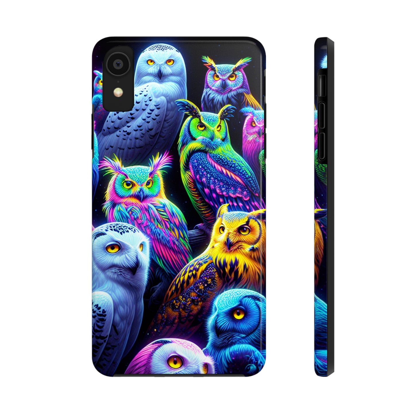 'Flock of Electric Flamses' NEON Owls Tough Phone Case