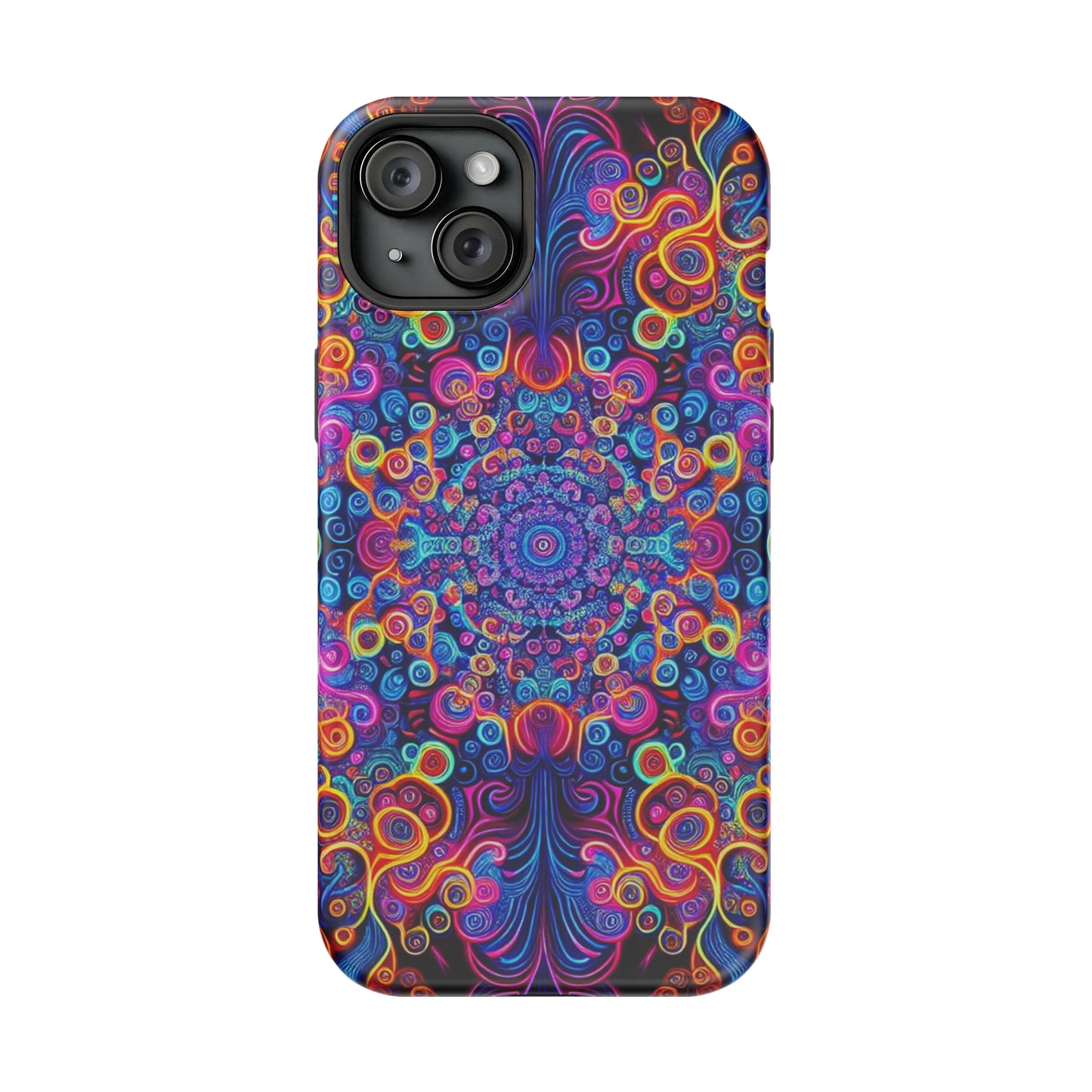 Vibrant Infinity Aurora. Neon Trippy Infinity Patterns Premium Art Magsafe Magnet Tough IPhone 13 14 15 Pro Plus Max and Mini in Matte and Glossy Phone cases