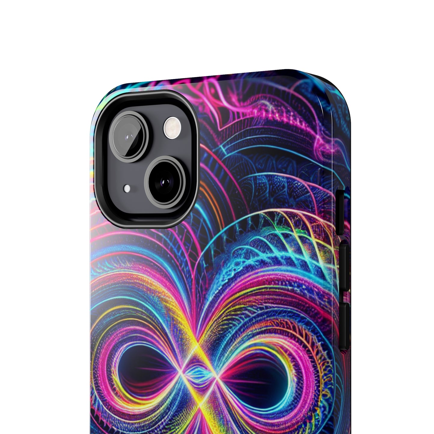 Psychedelic Dreams in Neon Void. Trippy Infinity Patterns Tough Phone Case Iphone 7 8 9 10 11 12 13 14 Pro Max Mini Plus XR XS SE