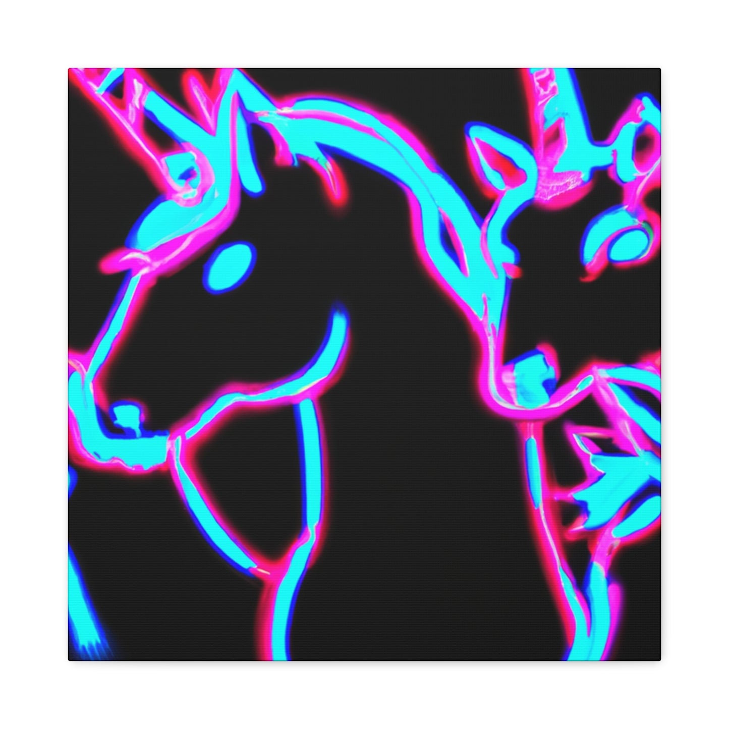 Vibrant Neon Dreamscape NEON Unicorns Art Canvas