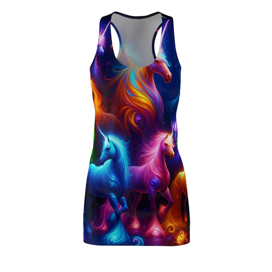 Neon Unicorn Splatter Neon Unicorns Racerback Dress