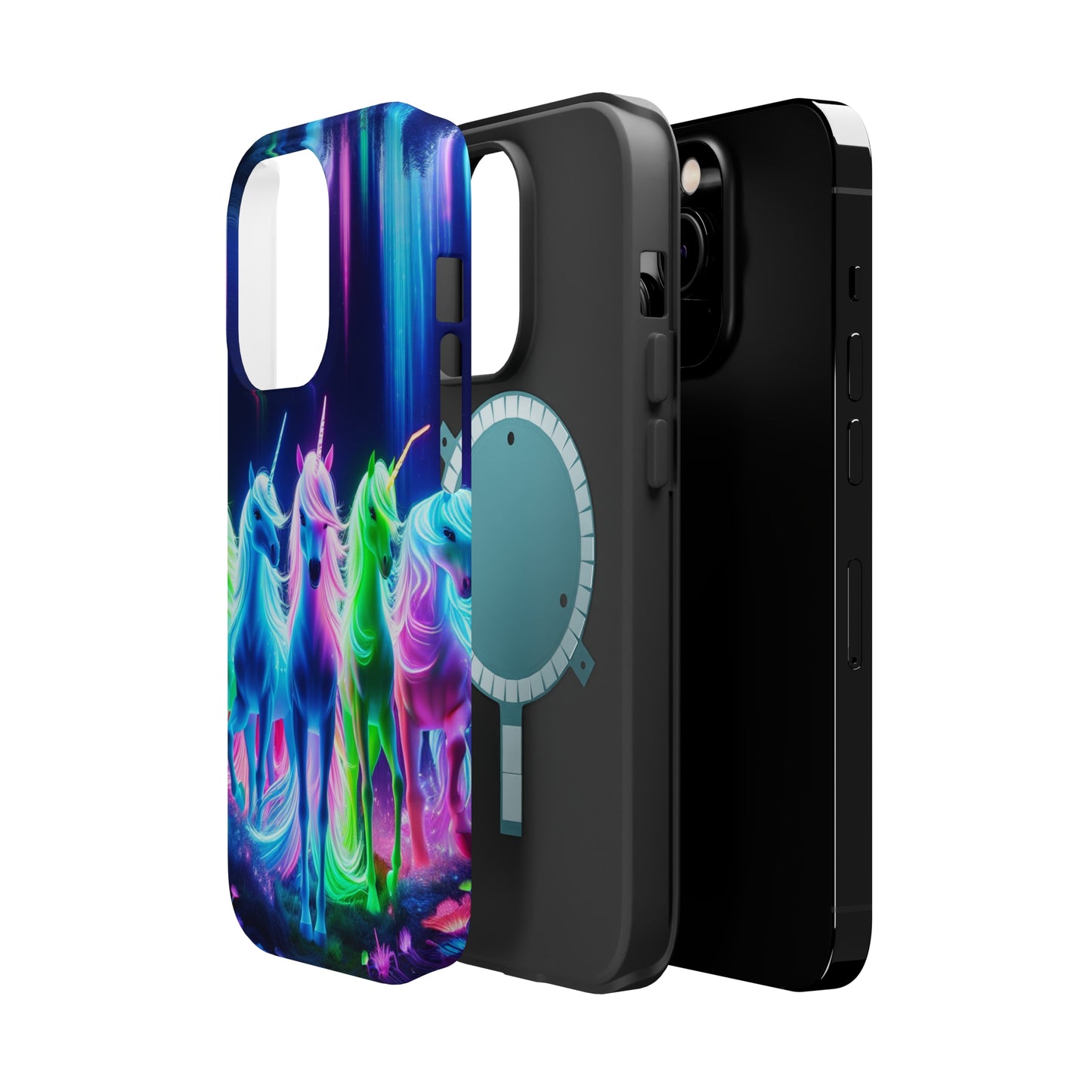 Neon Unicorn Pods. Neon Unicorns Premium Art Magsafe Magnet Tough IPhone 13 14 15 Pro Plus Max and Mini in Matte and Glossy Phone cases