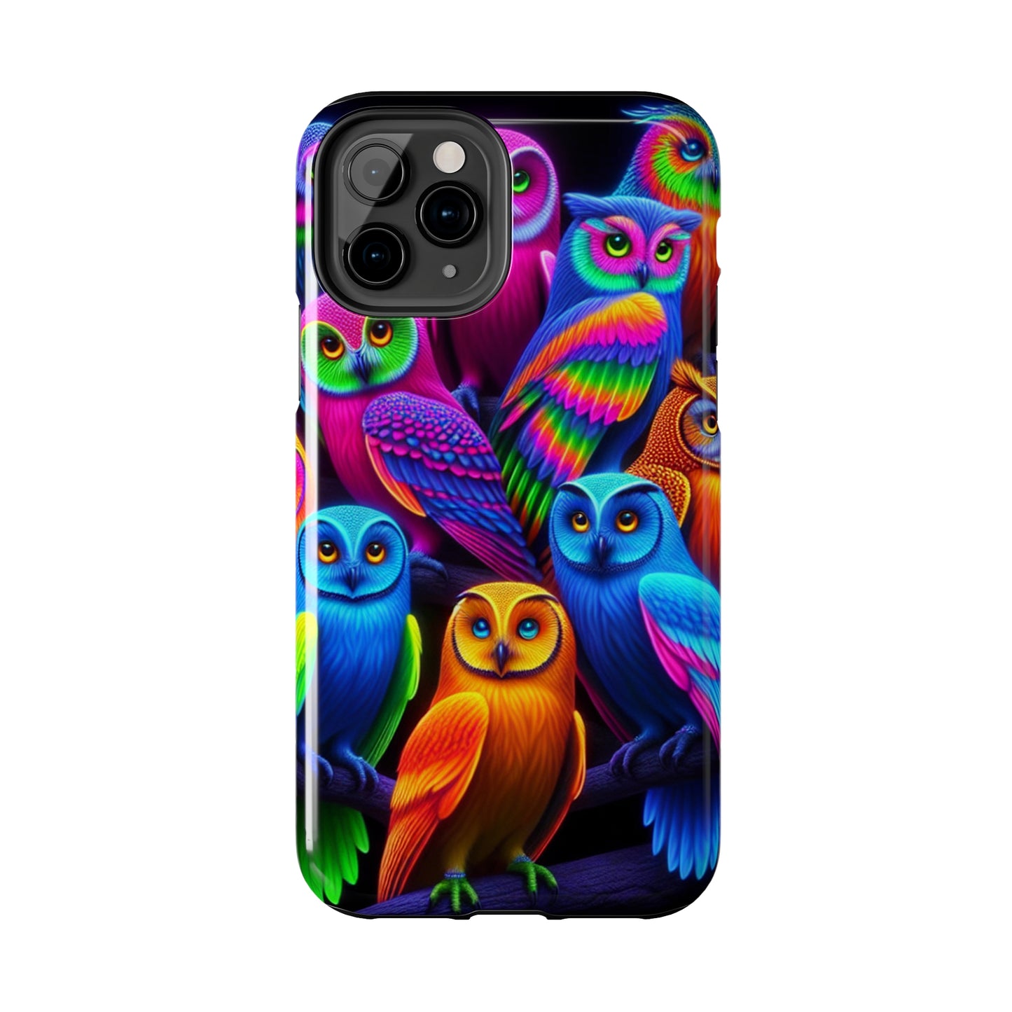 "Electric Vivid Night Owls" NEON Owls Tough Phone Case