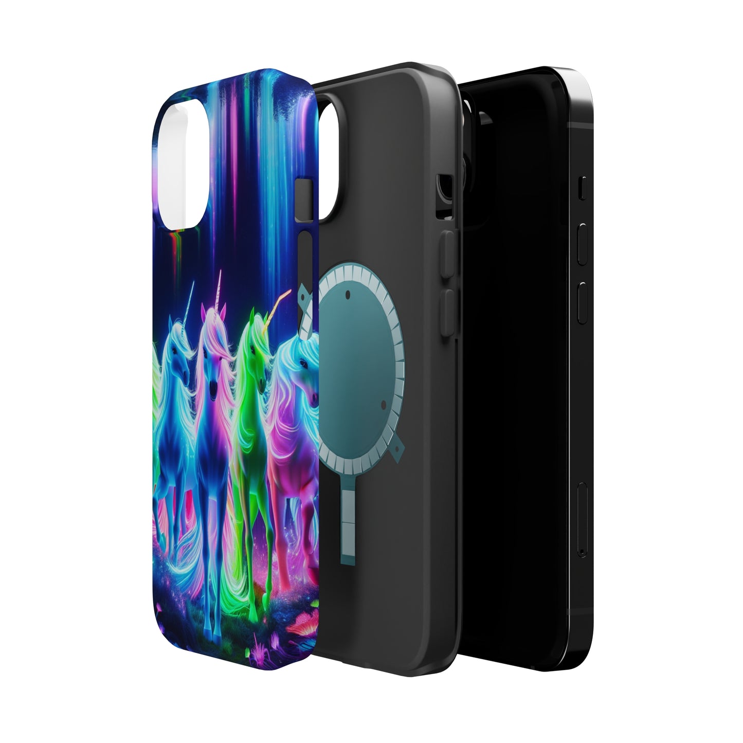 Neon Unicorn Pods. Neon Unicorns Premium Art Magsafe Magnet Tough IPhone 13 14 15 Pro Plus Max and Mini in Matte and Glossy Phone cases