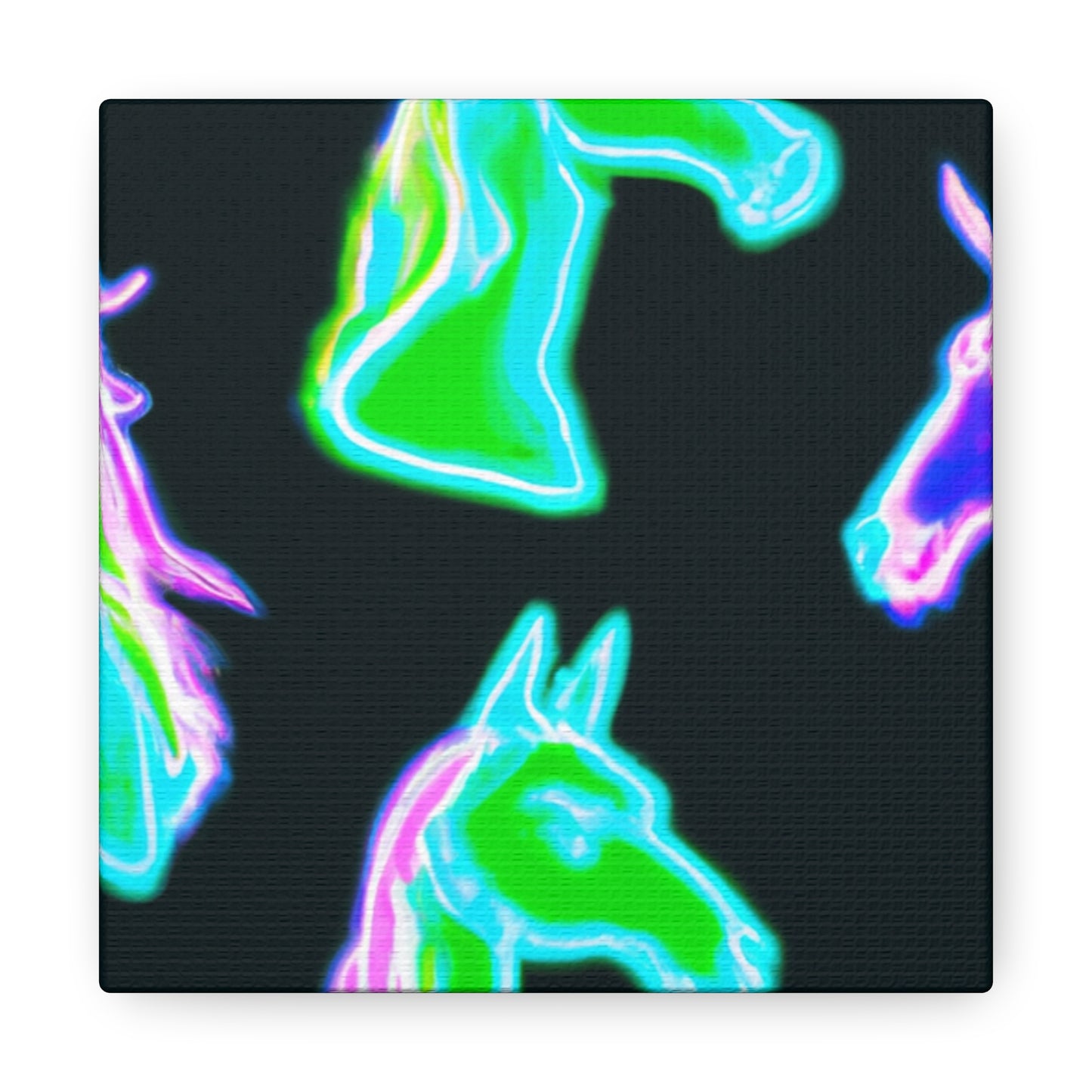 Vivid Nocturnal Unicorns. NEON Unicorns Art Canvas