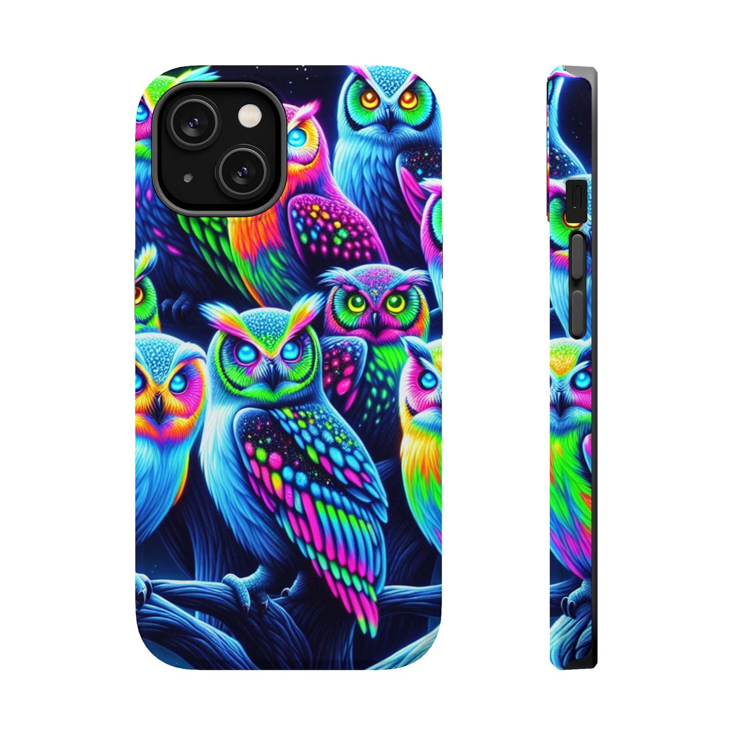 Neon Night Owls. Neon Owls Premium Art Magsafe Magnet Tough IPhone 13 14 15 Pro Plus Max and Mini in Matte and Glossy Phone cases