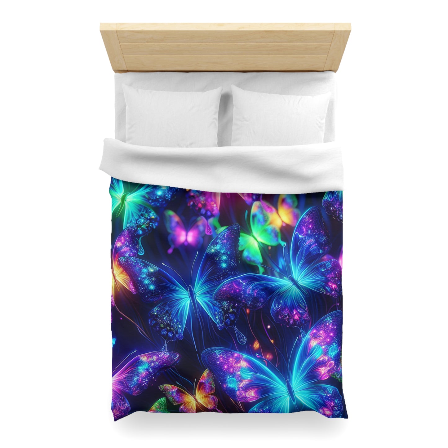 Giovanni Guercio - NEON Butterflies Microfiber Duvet Cover
