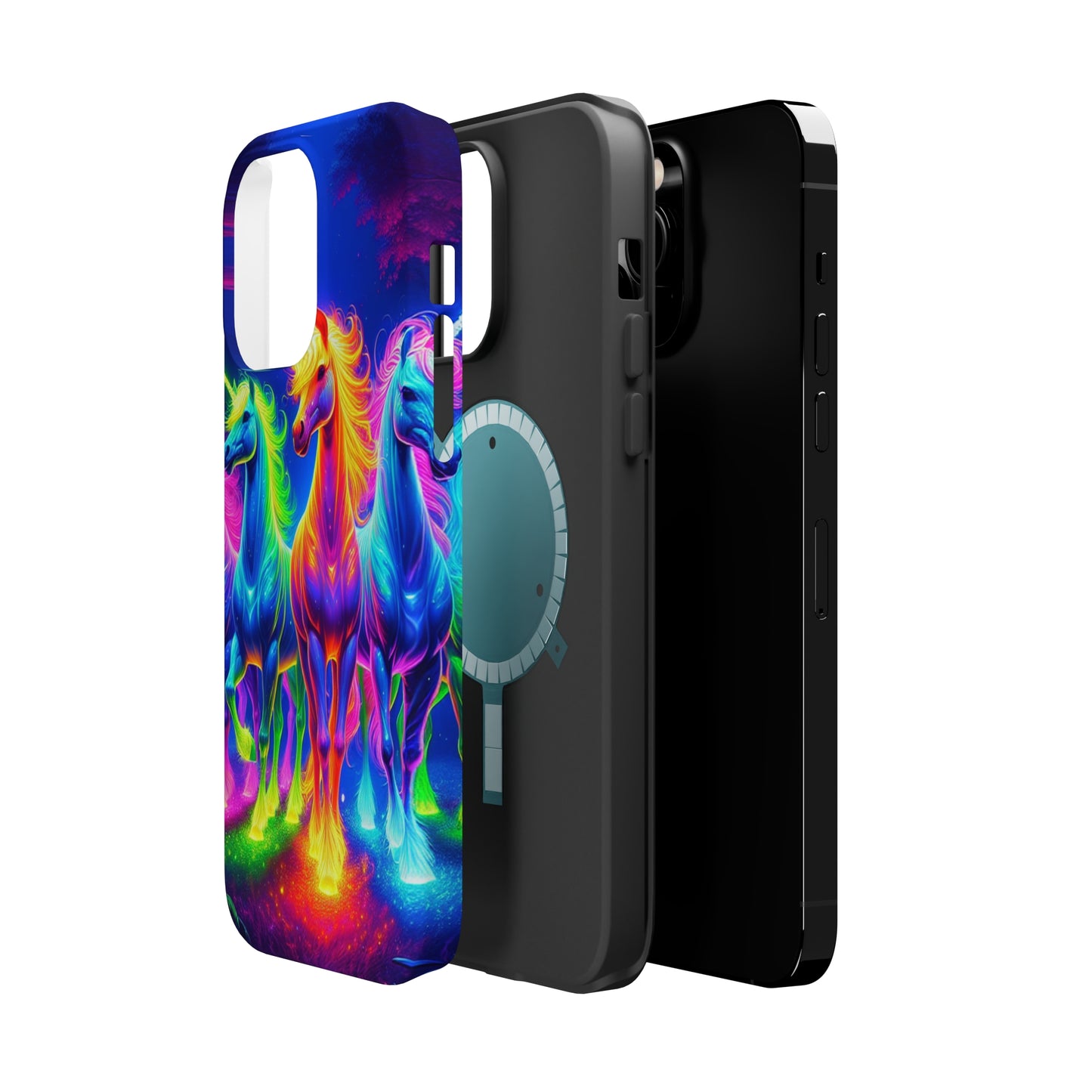 Neon Mystic Magicians Neon Unicorns Premium Art Magsafe Magnet Tough IPhone 13 14 15 Pro Plus Max and Mini in Matte and Glossy Phone cases