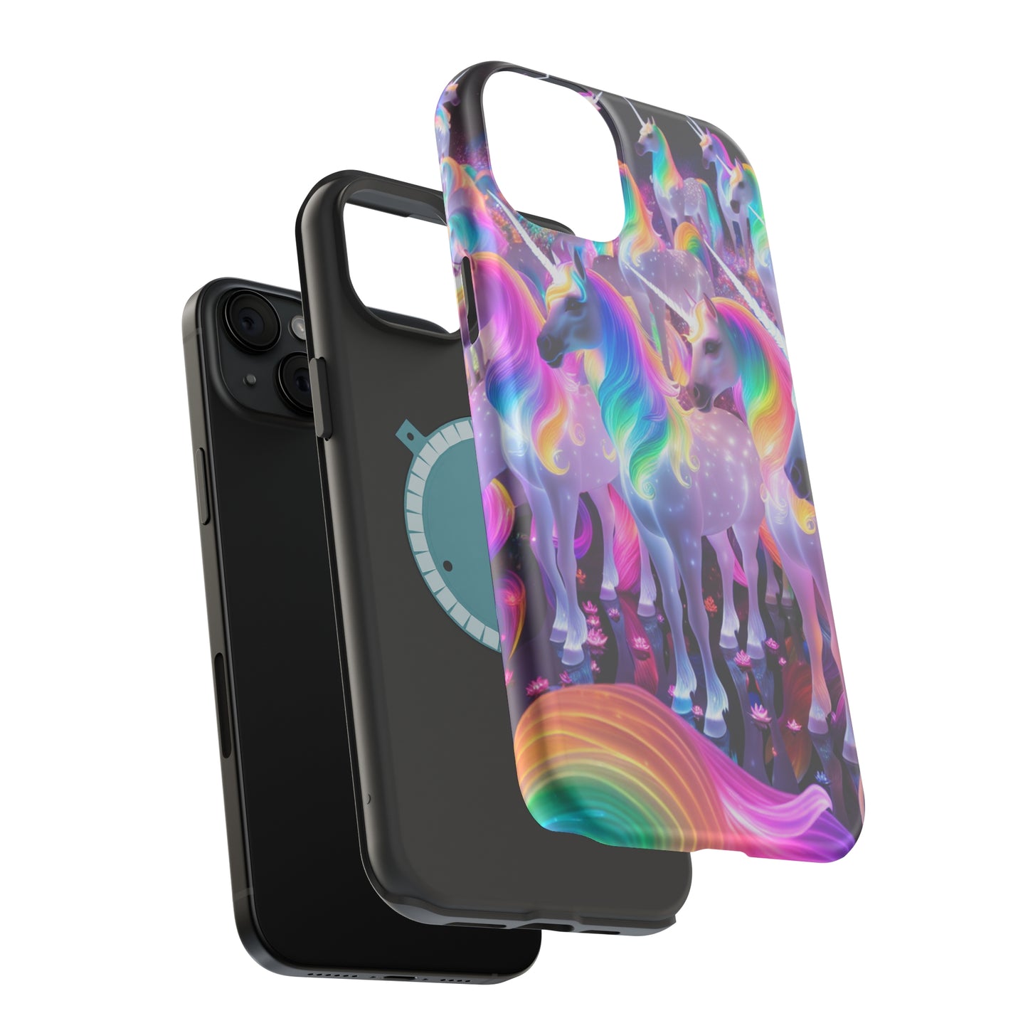 Neon Wonderland Unicorns Neon Unicorns Premium Art Magsafe Magnet Tough IPhone 13 14 15 Pro Plus Max and Mini in Matte and Glossy Phone cases