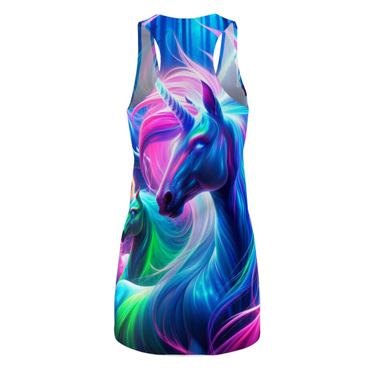 Neon Dreamscape Unicorns Neon Unicorns Racerback Dress